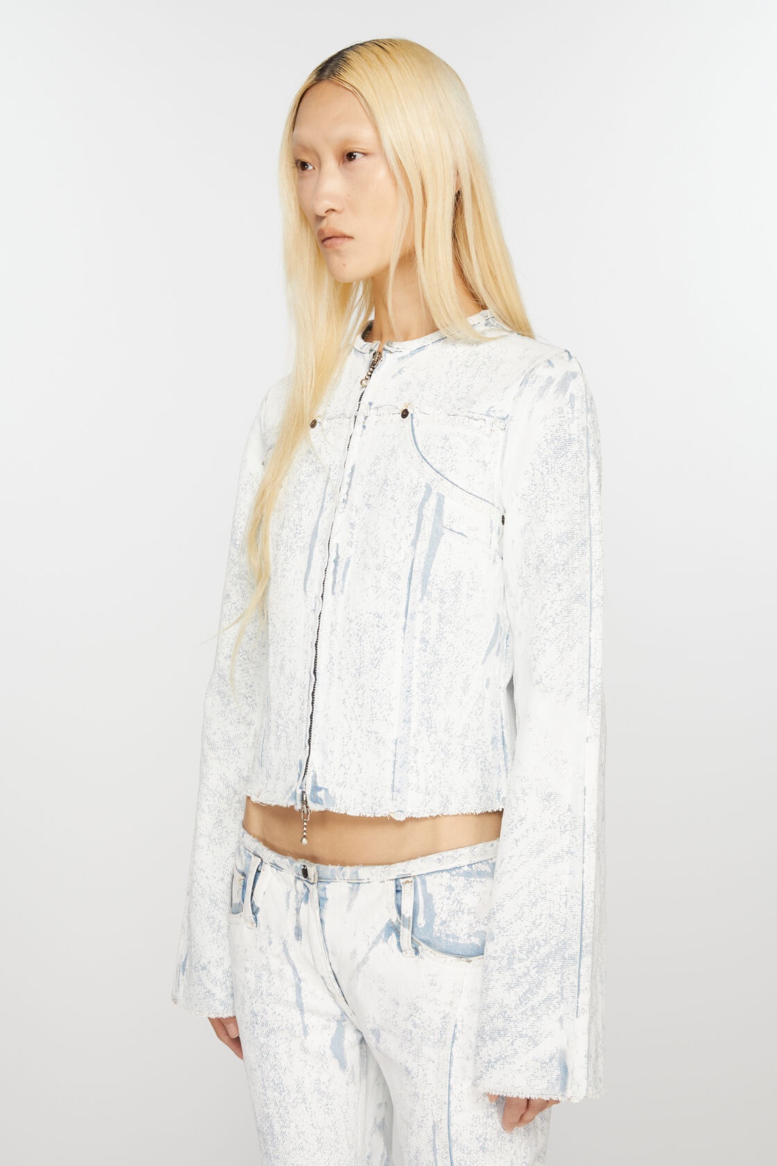 Acne Studios Pigment-print Denim Jacket In White