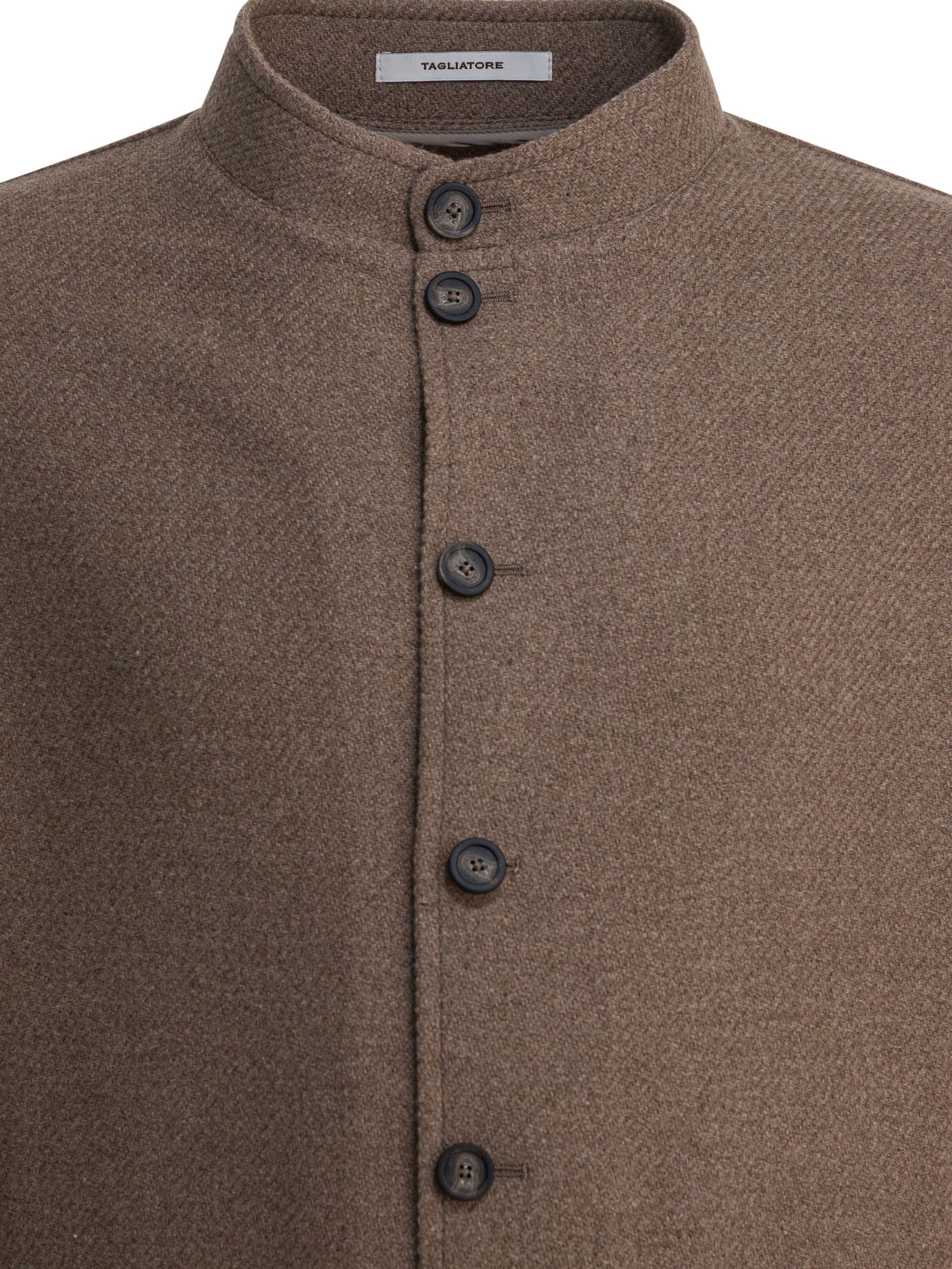 Tagliatore Stand Collar Long Sleeves Front Pockets Coat In Brown