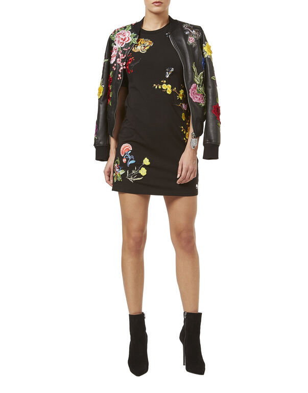 Philipp Plein Logo Details T-shirt Dress In Black