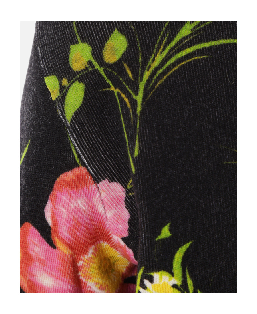 Balenciaga Floral-print Wool Cardigan In Black