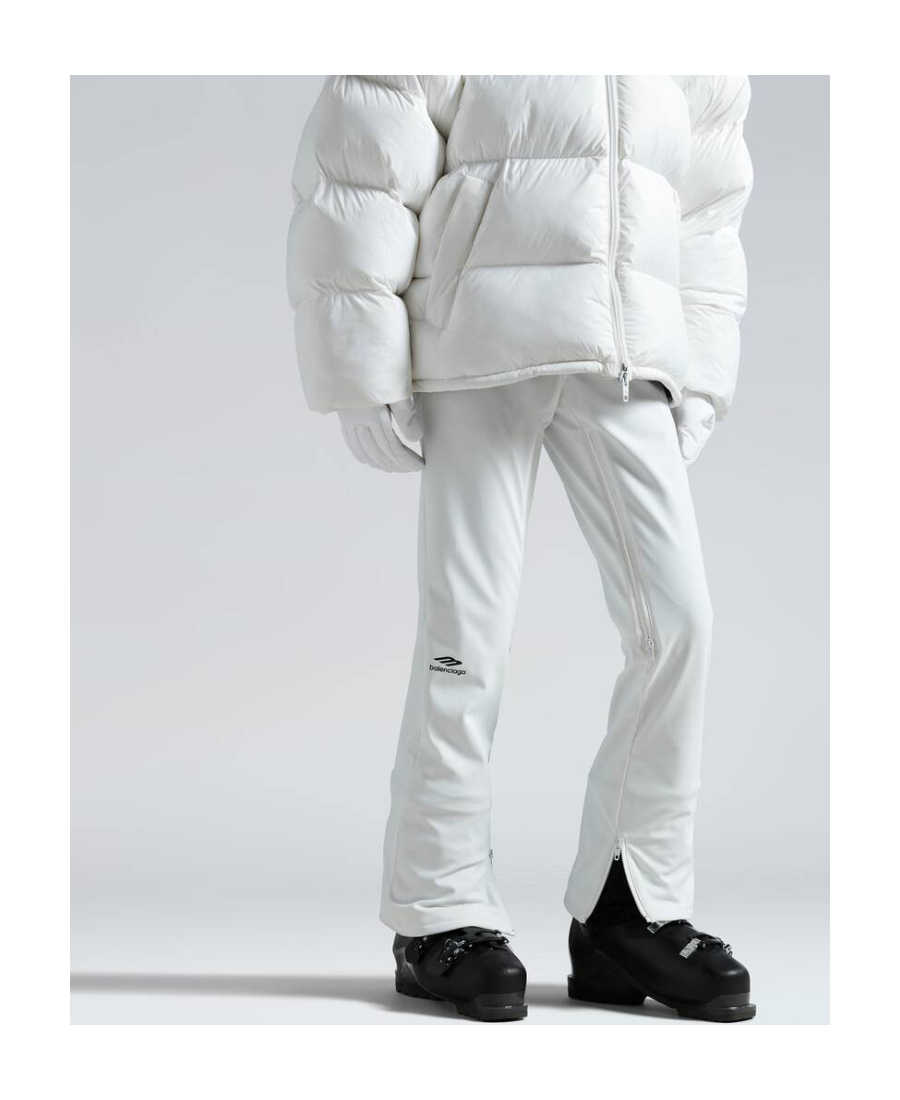 Balenciaga Logo-print Press-stud Flared Trousers In White