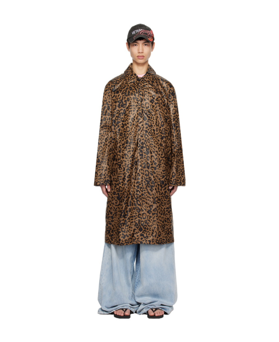 Vetements Leopard Print Coat In Brown