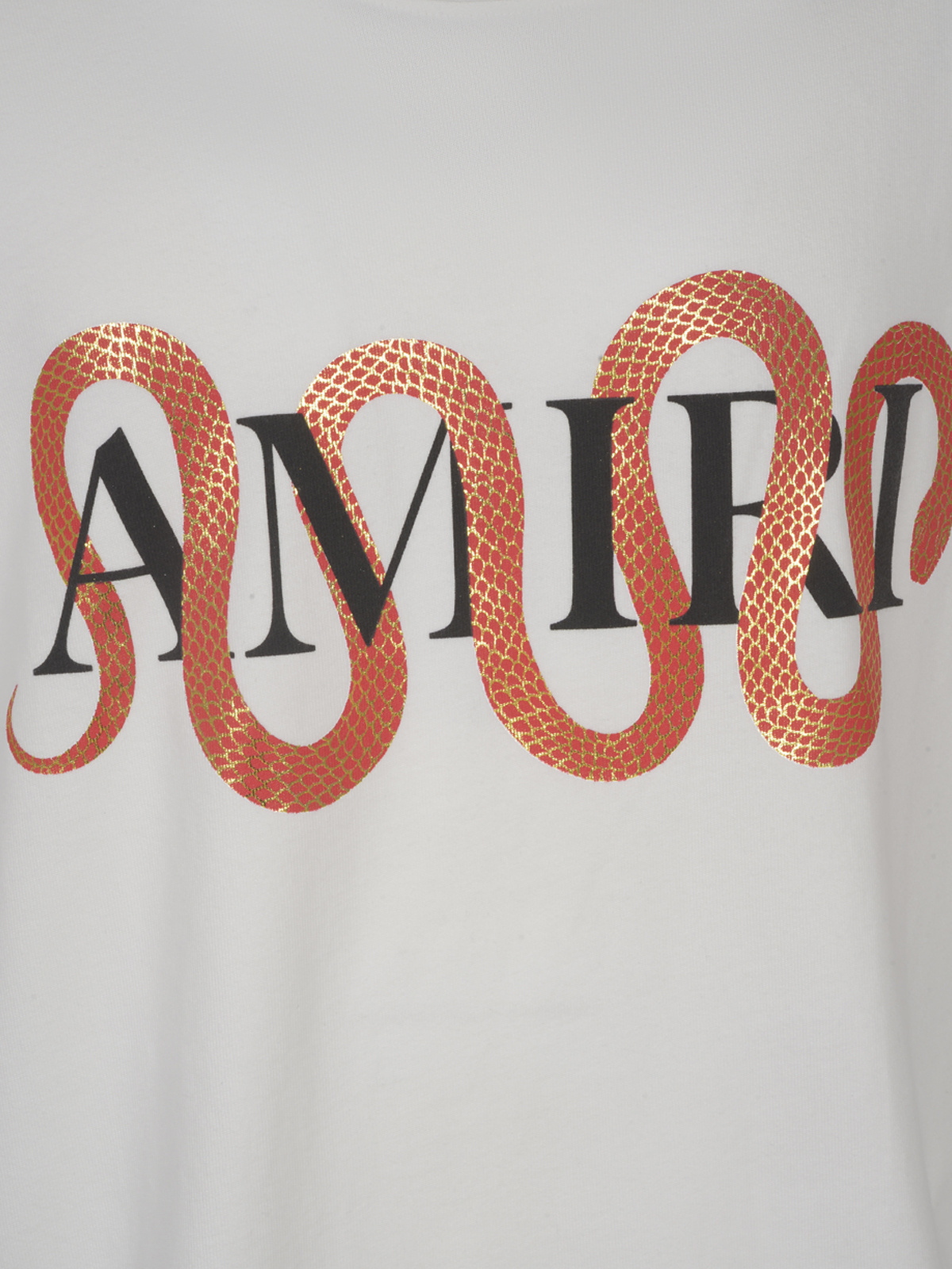 Amiri 'snake' White Crewneck T-shirt With Maxi Logo Print On The Front In White