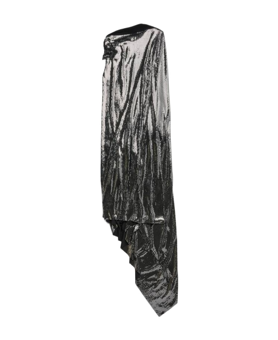 Balenciaga Draped Back Midi Dress With Metallic Effect In Black