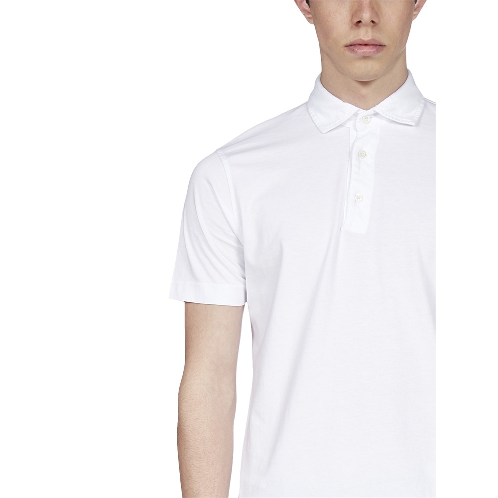 Drumohr Logo Label Jersey Polo In White