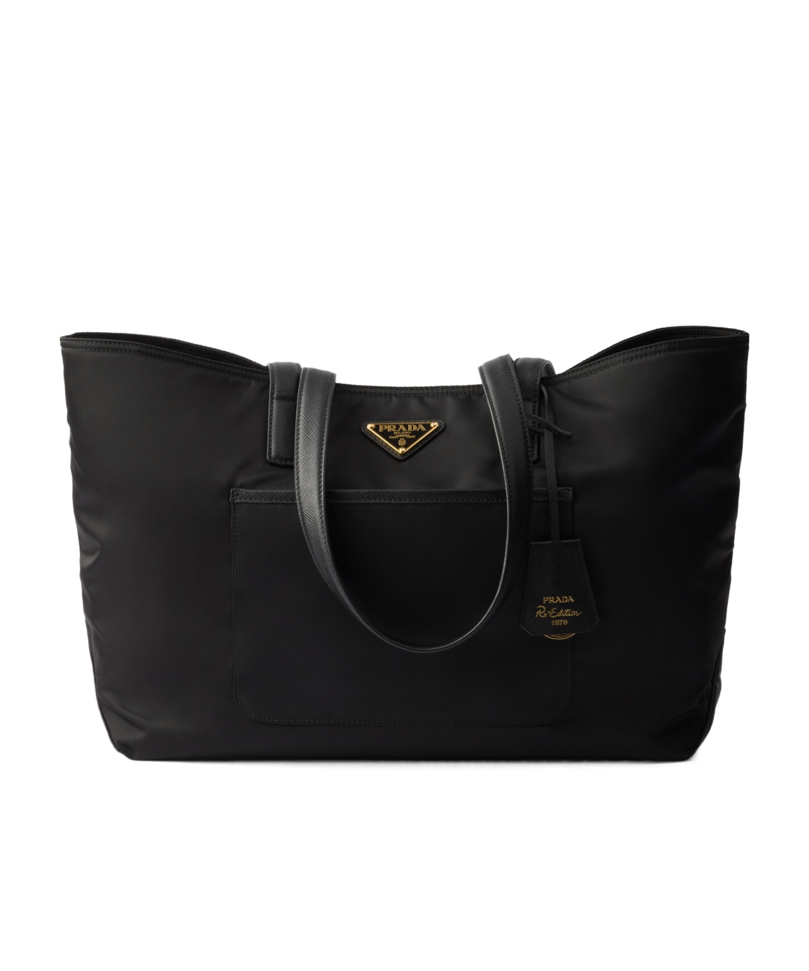 Shop Prada Re-edition 1978 Medium Re-nylon And Saffiano Leather Tote Bag In Black