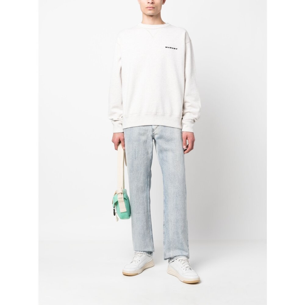 Isabel Marant Embroidered-logo Crew-neck Sweatshirt In White