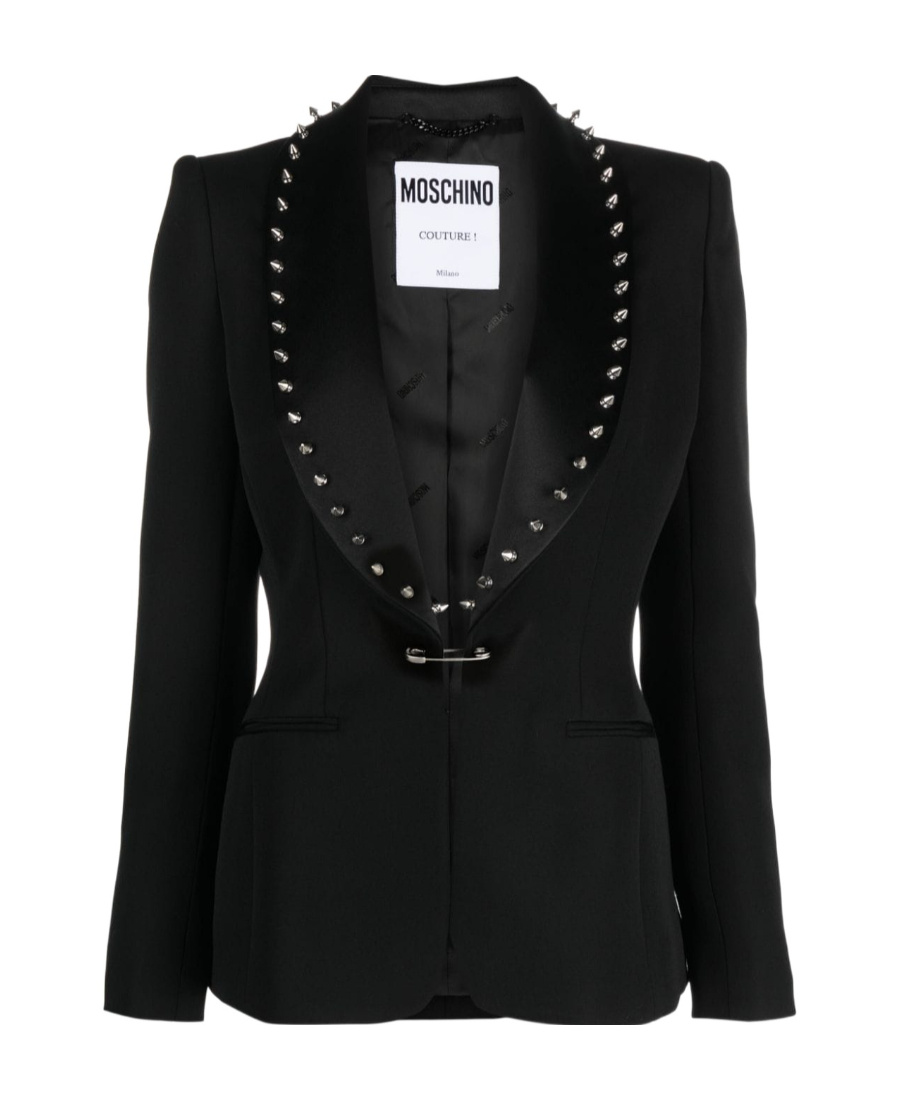 Moschino Spike-embellished Bar-pin Blazer In Black