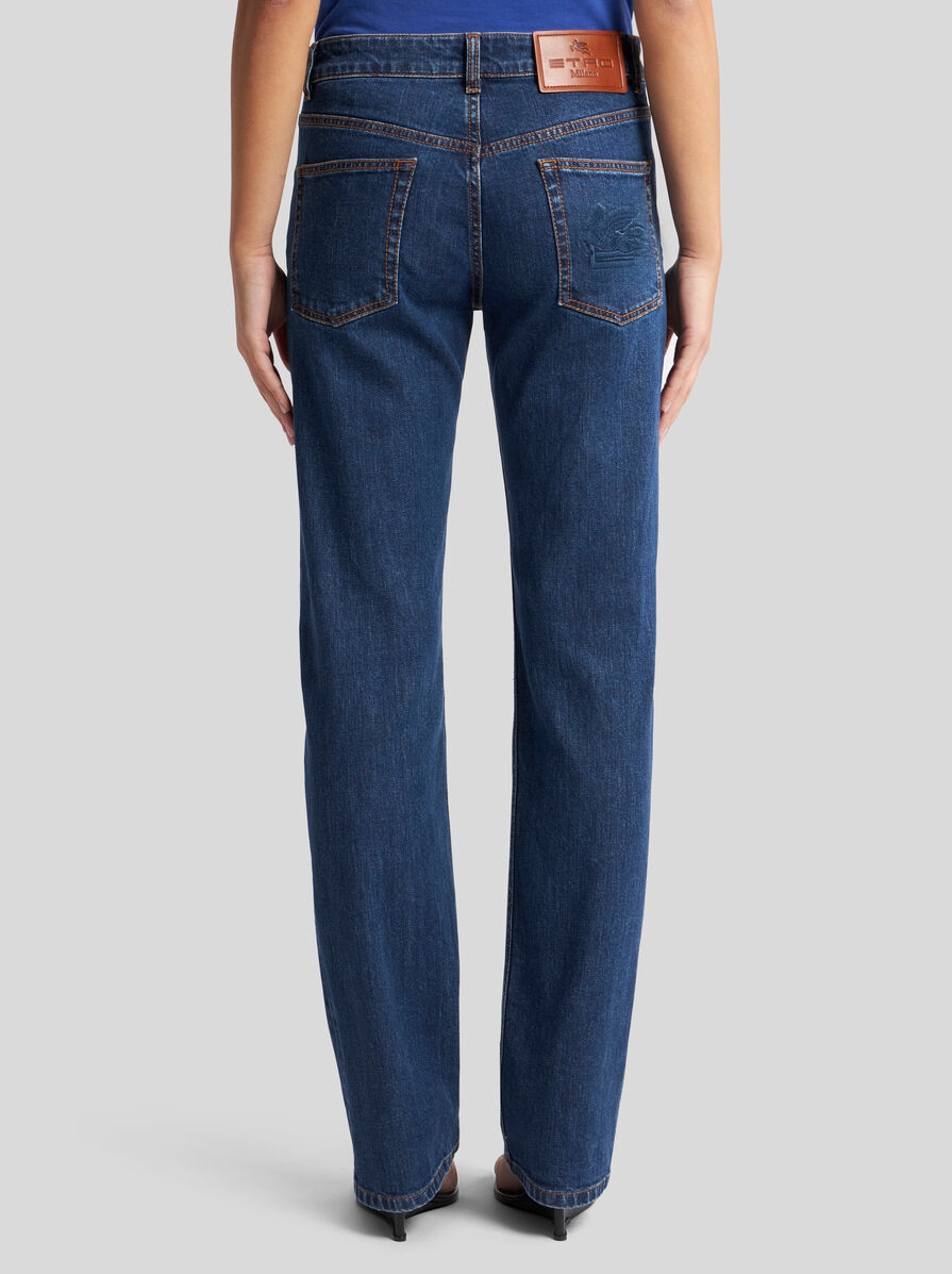 Etro Jeans With Embroidered Rear Logo In Blue