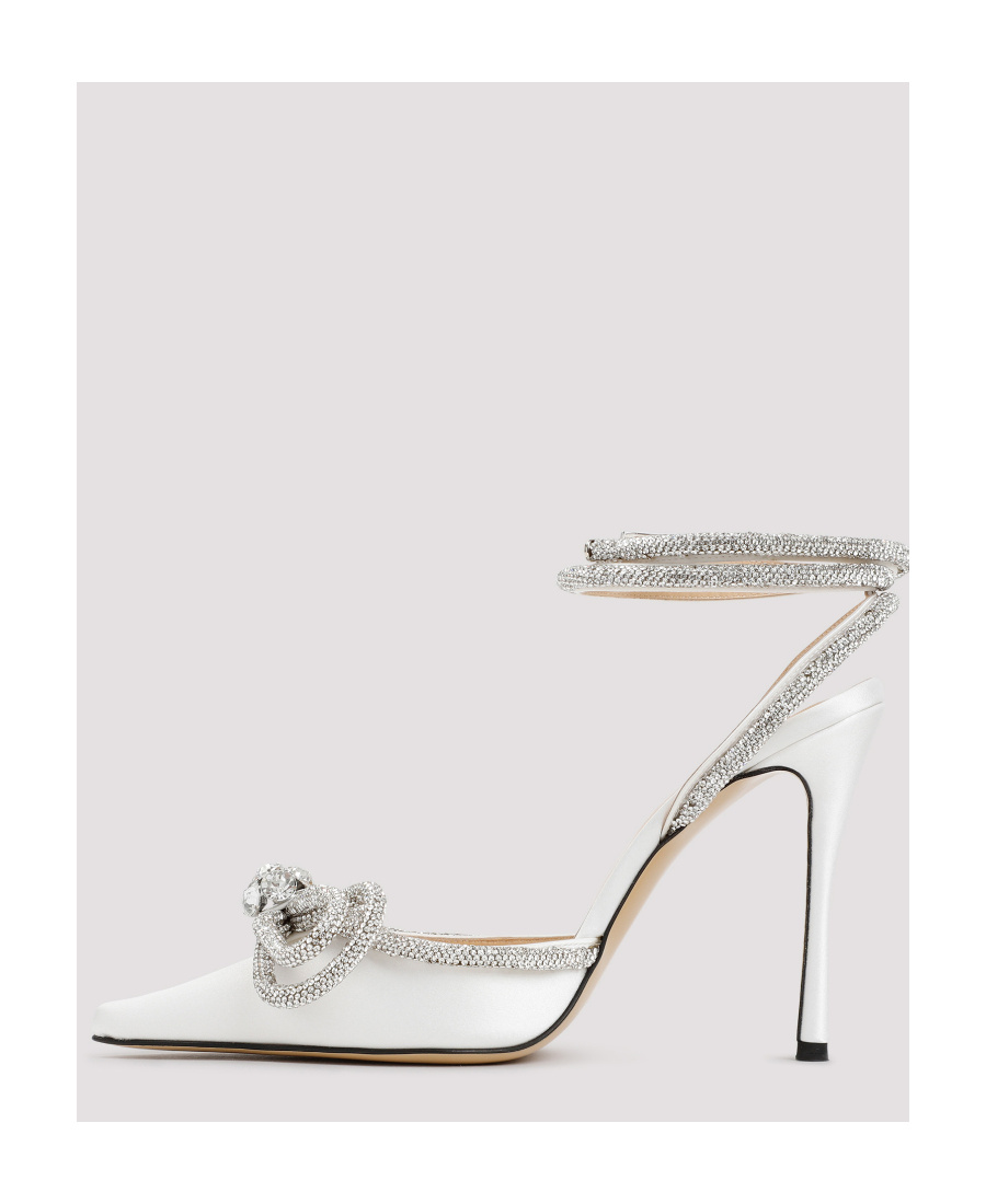 Mach&mach Mach E Mach Satin Pumps With Crystals In White