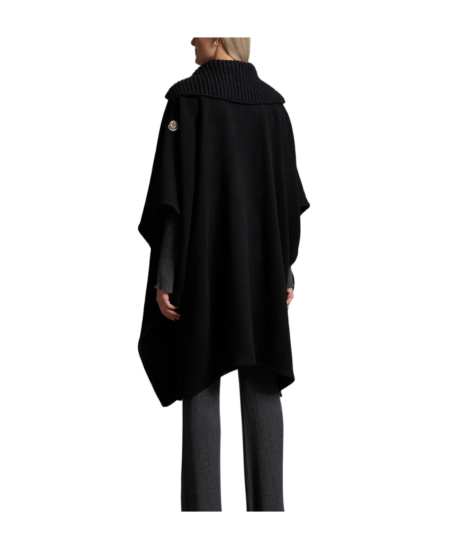 Moncler Logo-patch Wool Cape In Black