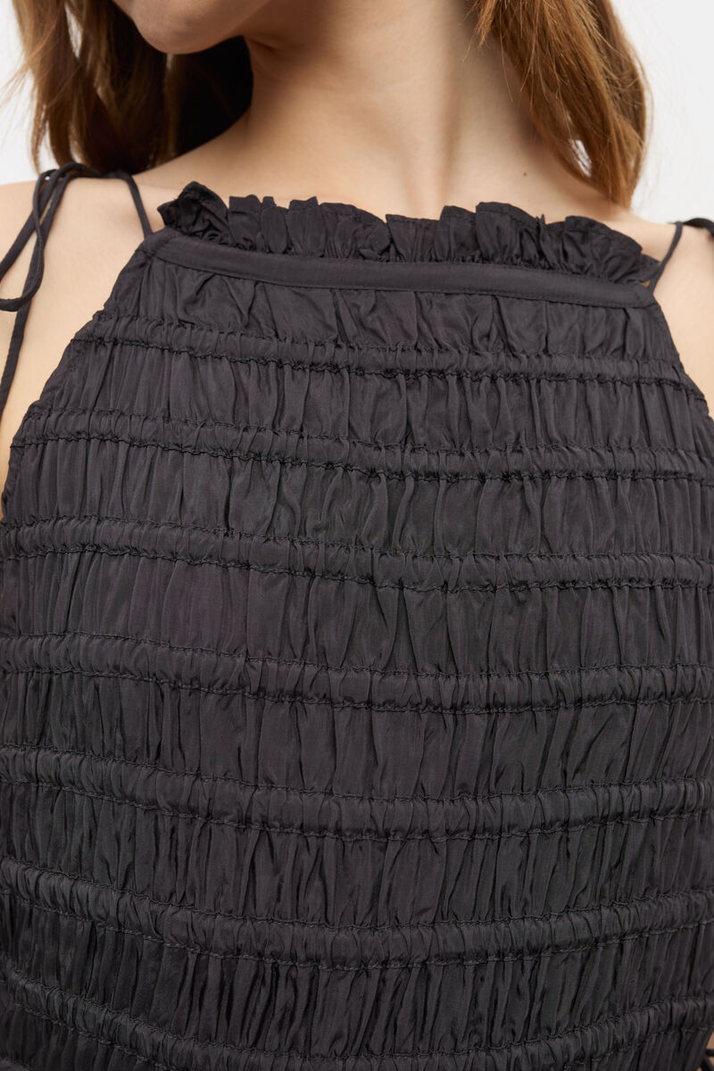 Ganni Gesmoktes Maxikleid Mit Schleifenverschluss In Black