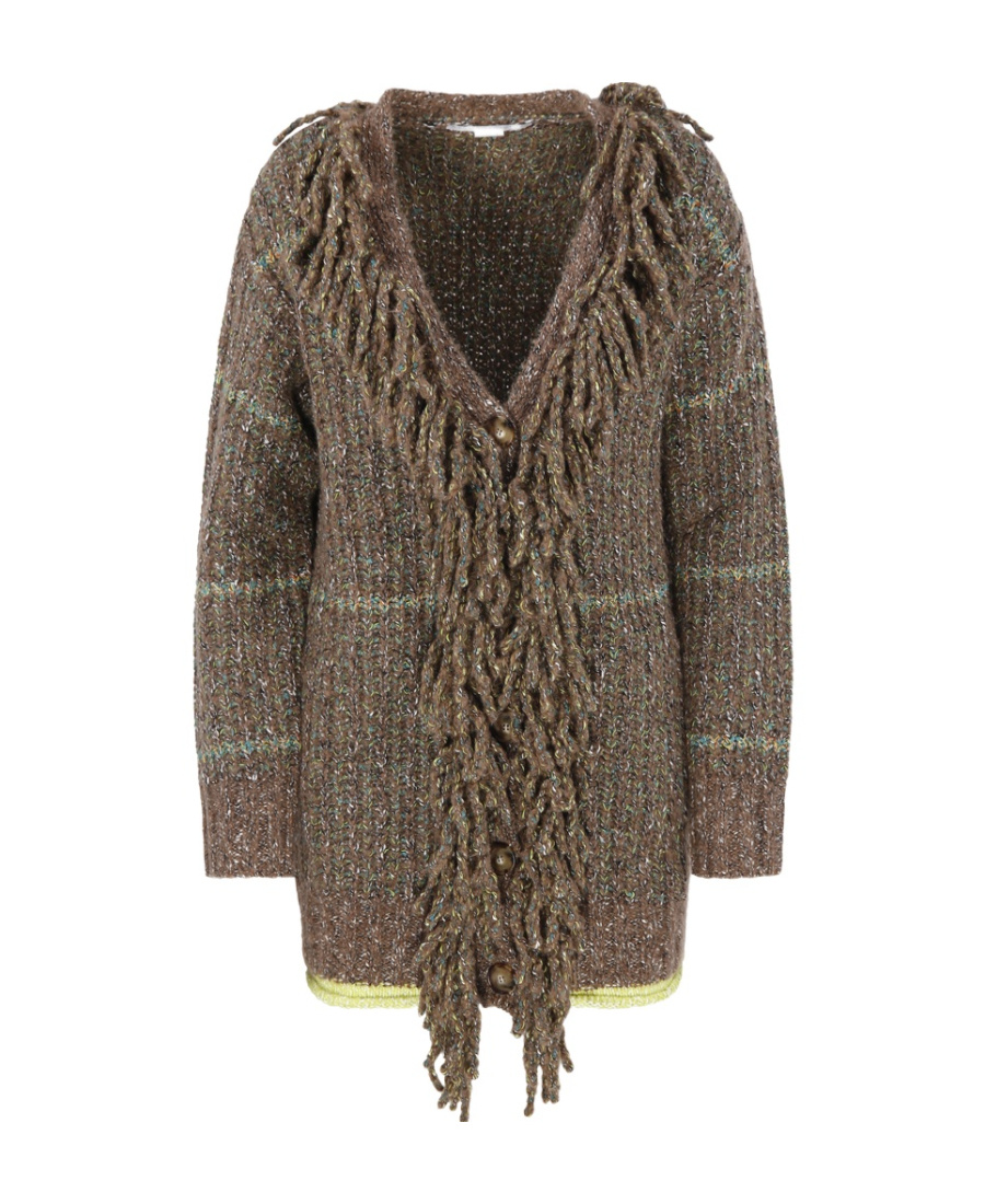 Stella Mccartney Woman Cardigan Khaki Size Xs Cotton, Wool, Viscose, Polyamide, Polyester In Brown