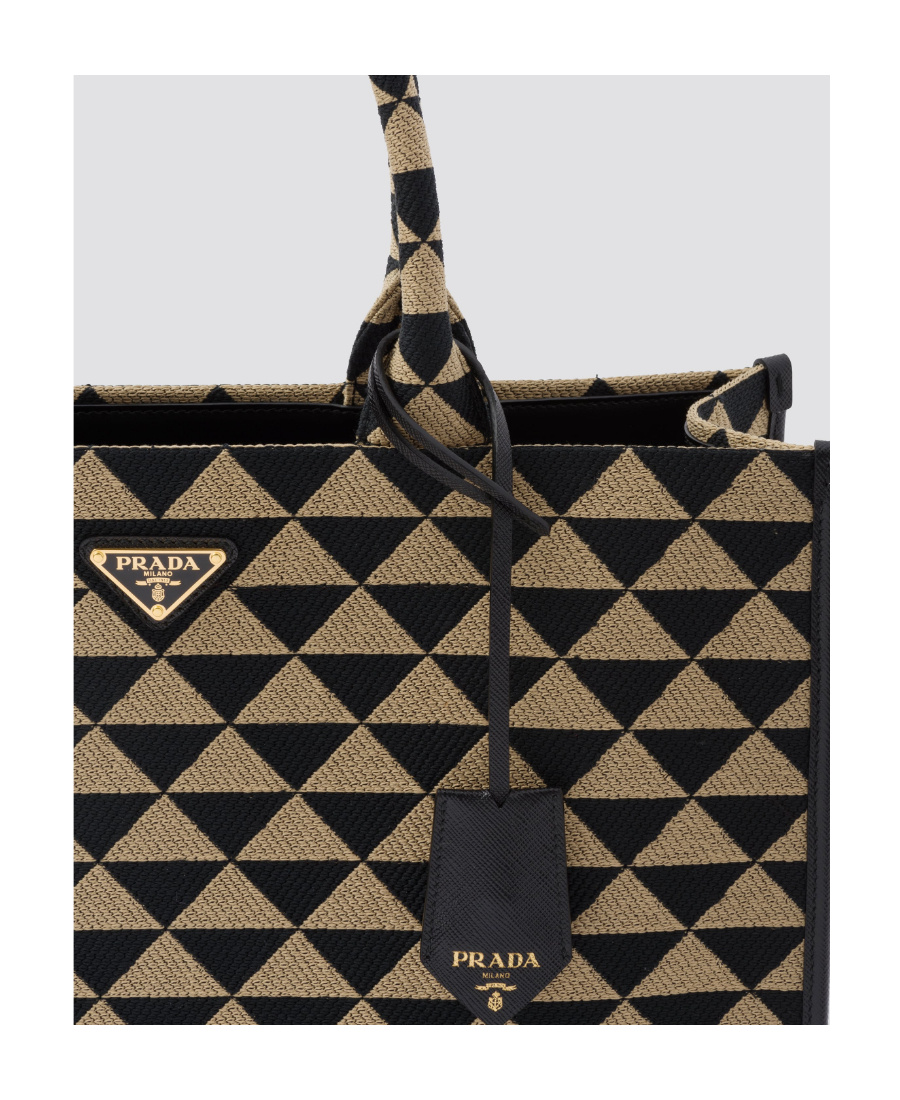 PRADA LARGE PRADA SYMBOLE JACQUARD FABRIC HANDBAG