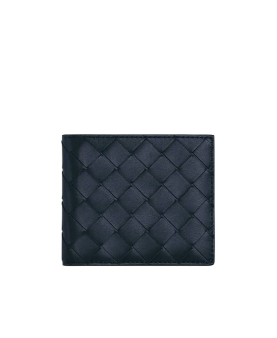 Bottega Veneta Piccolo Bi-fold Wallet In Intrecciato Leather In Black