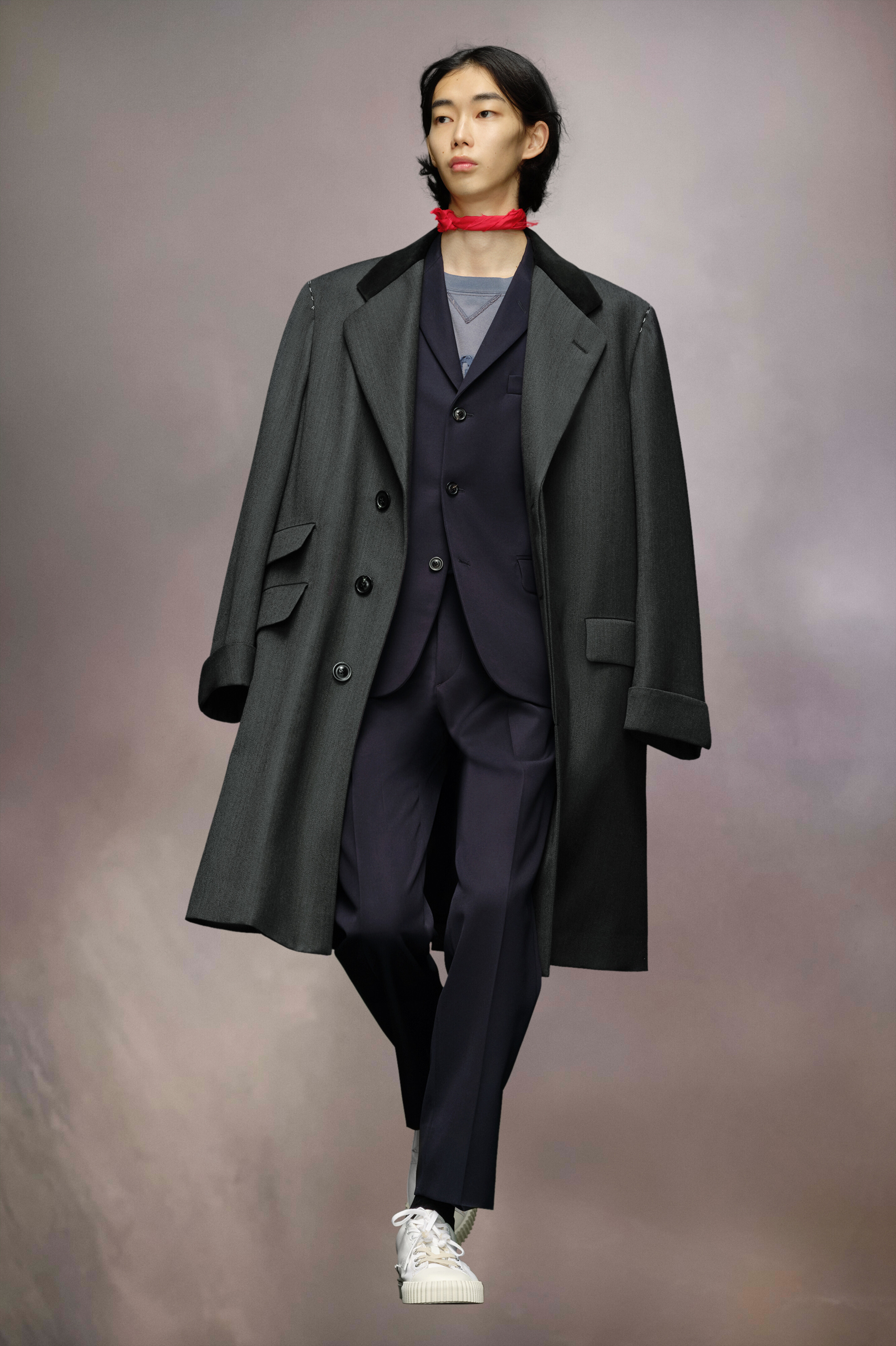 Maison Margiela Work-in-progress Wool Coat Man Charcoal In Black