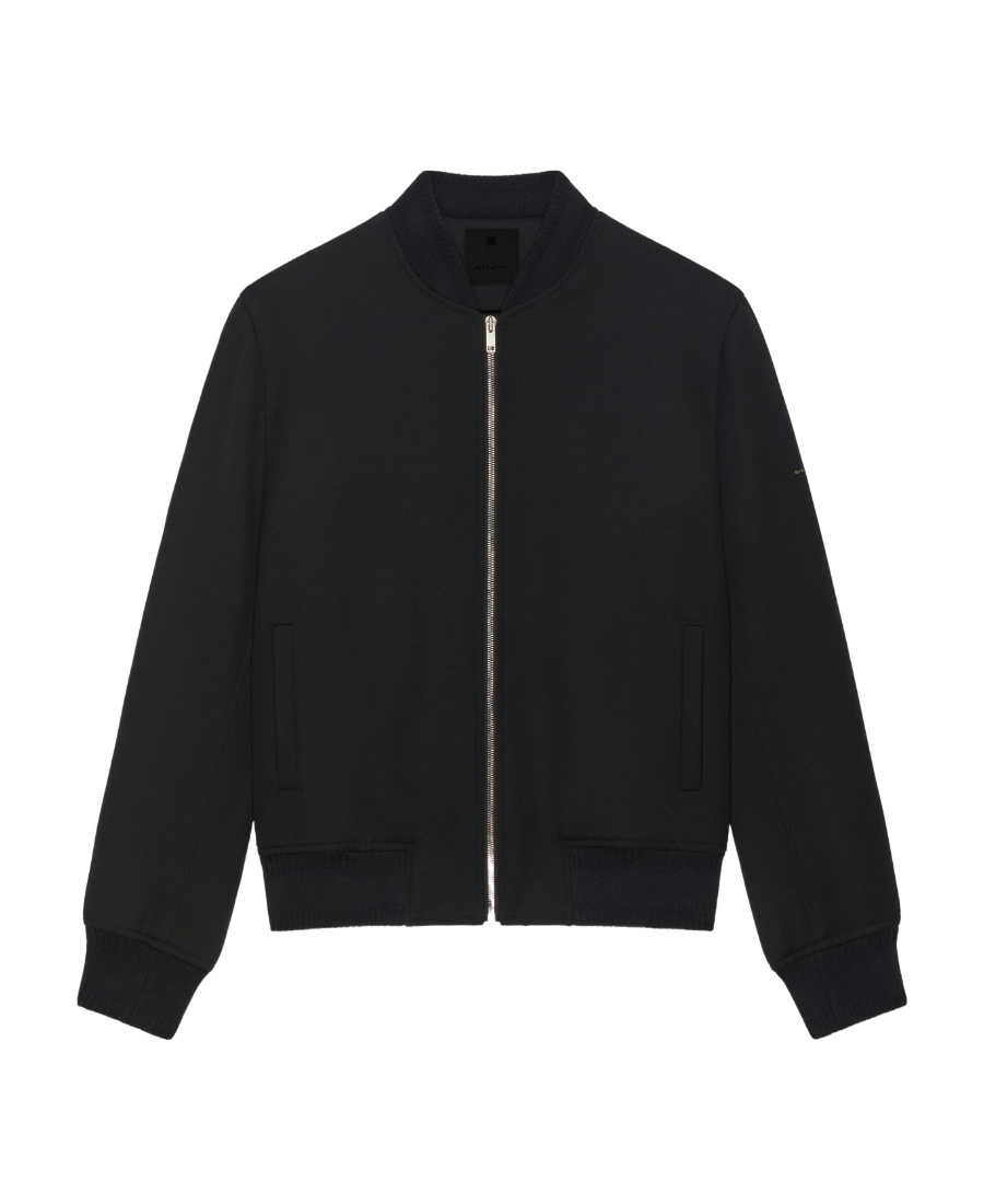 Givenchy Wool Logo Lettering Bomber Jacket In Black