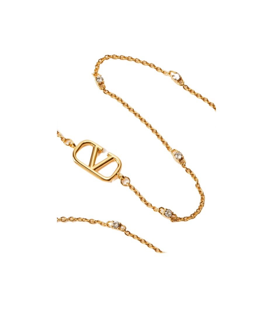 VALENTINO GARAVANI MINI VLOGO SIGNATURE NECKLACE IN METAL AND SWAROVSKI CRYSTALS
