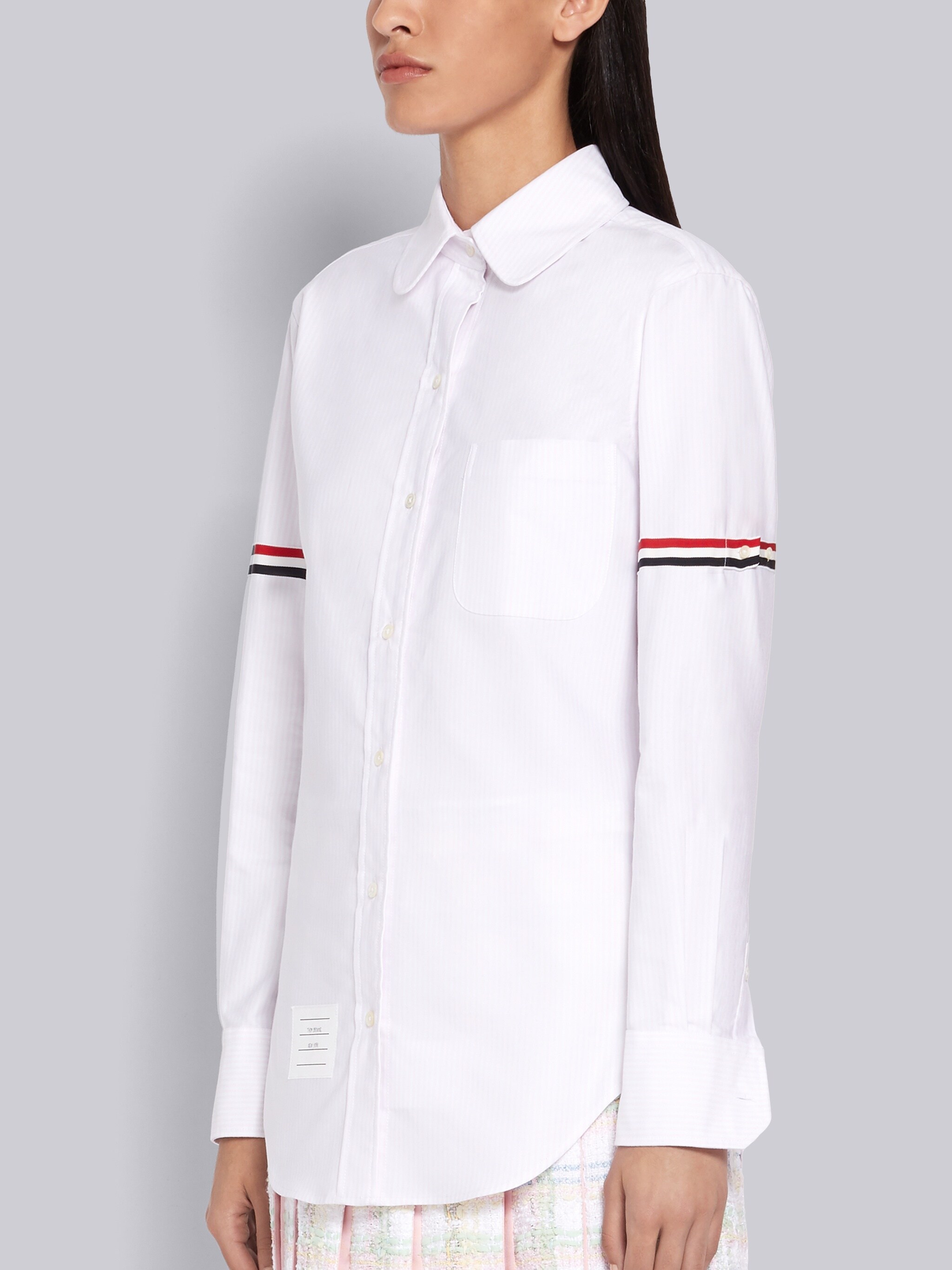Thom Browne Grosgrain Armband Oxford Shirt In Pink