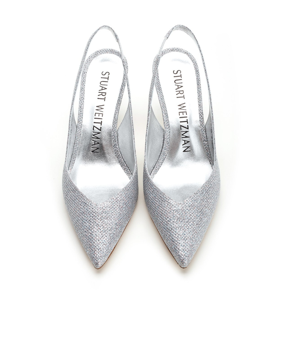Stuart Weitzman Eva 75 Slingback Pumps In Silver