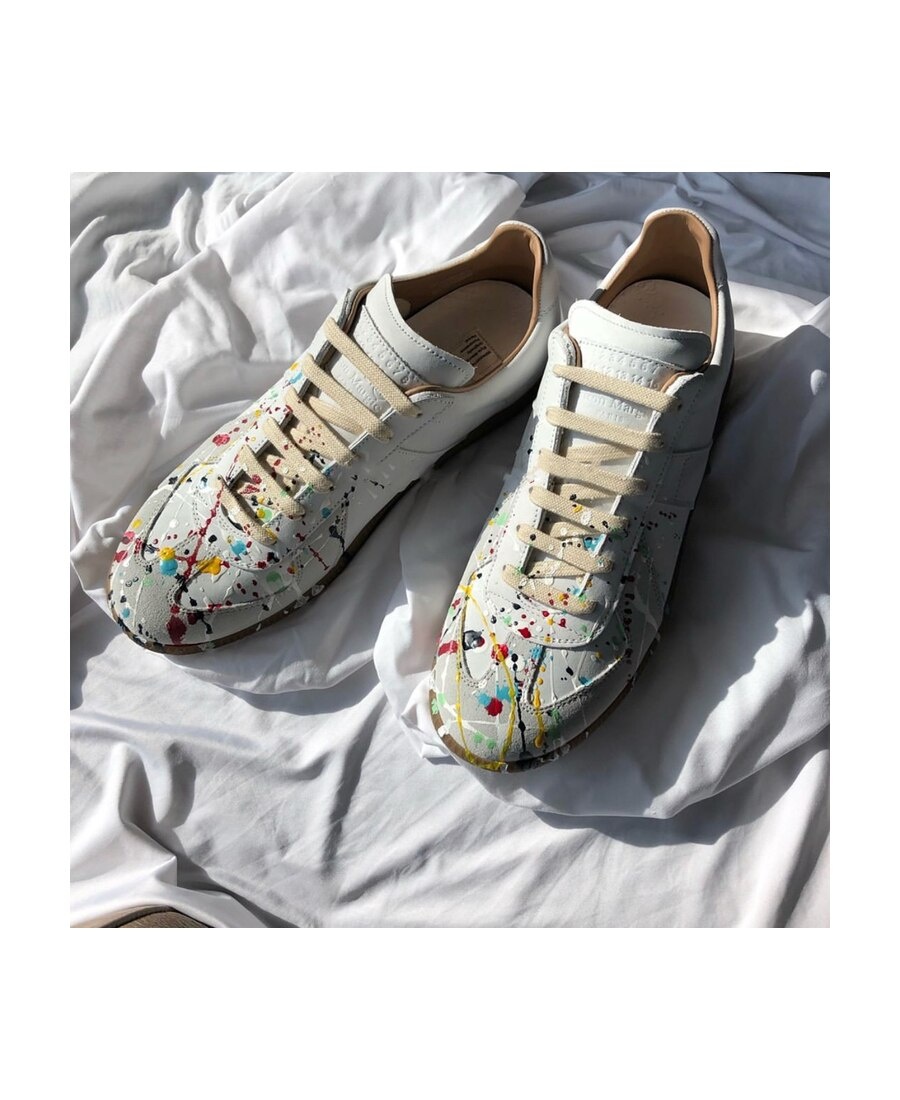 Maison Margiela Paint Splatter Sneakers In White