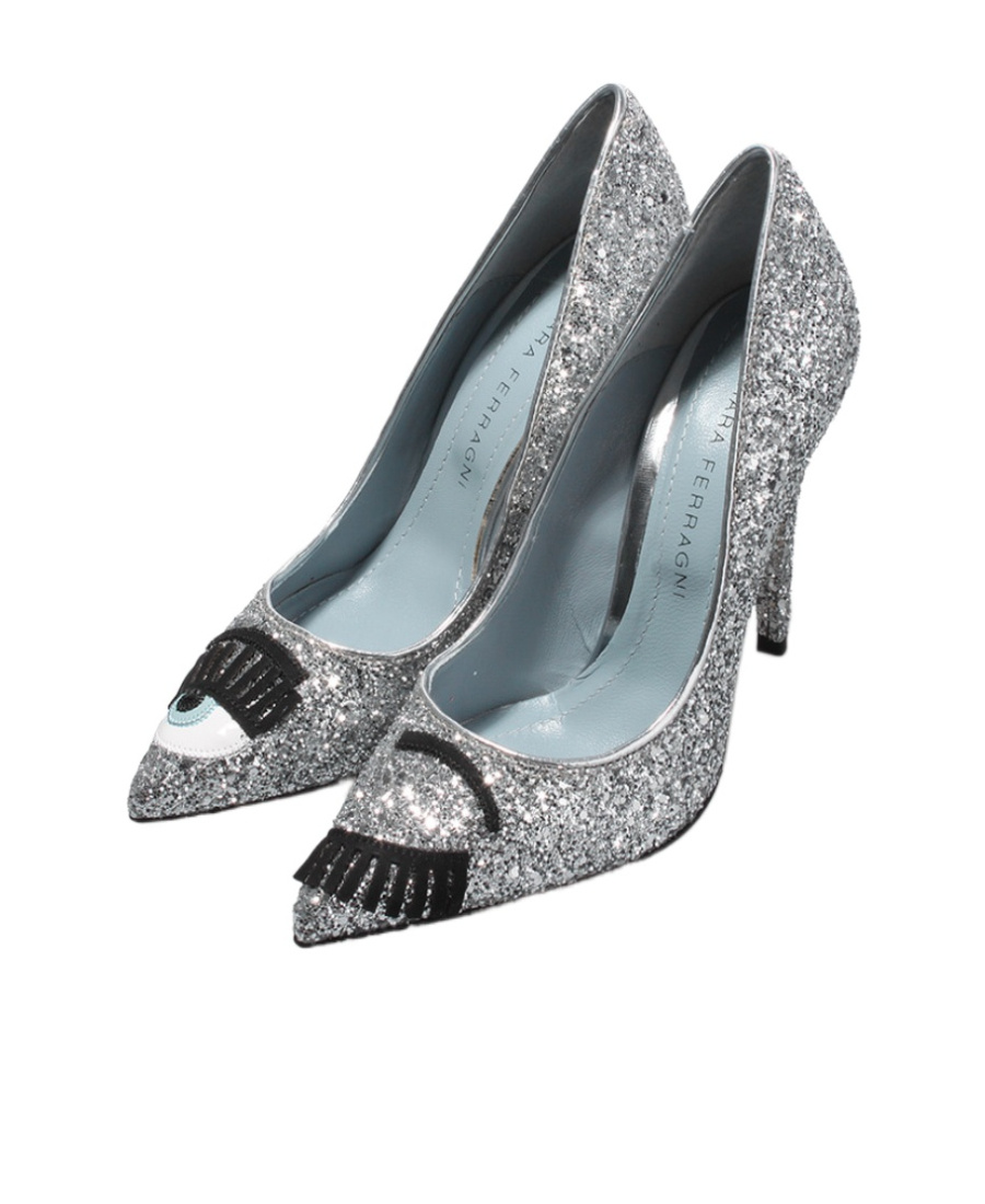 Chiara Ferragni Sequined High Heels In Gray