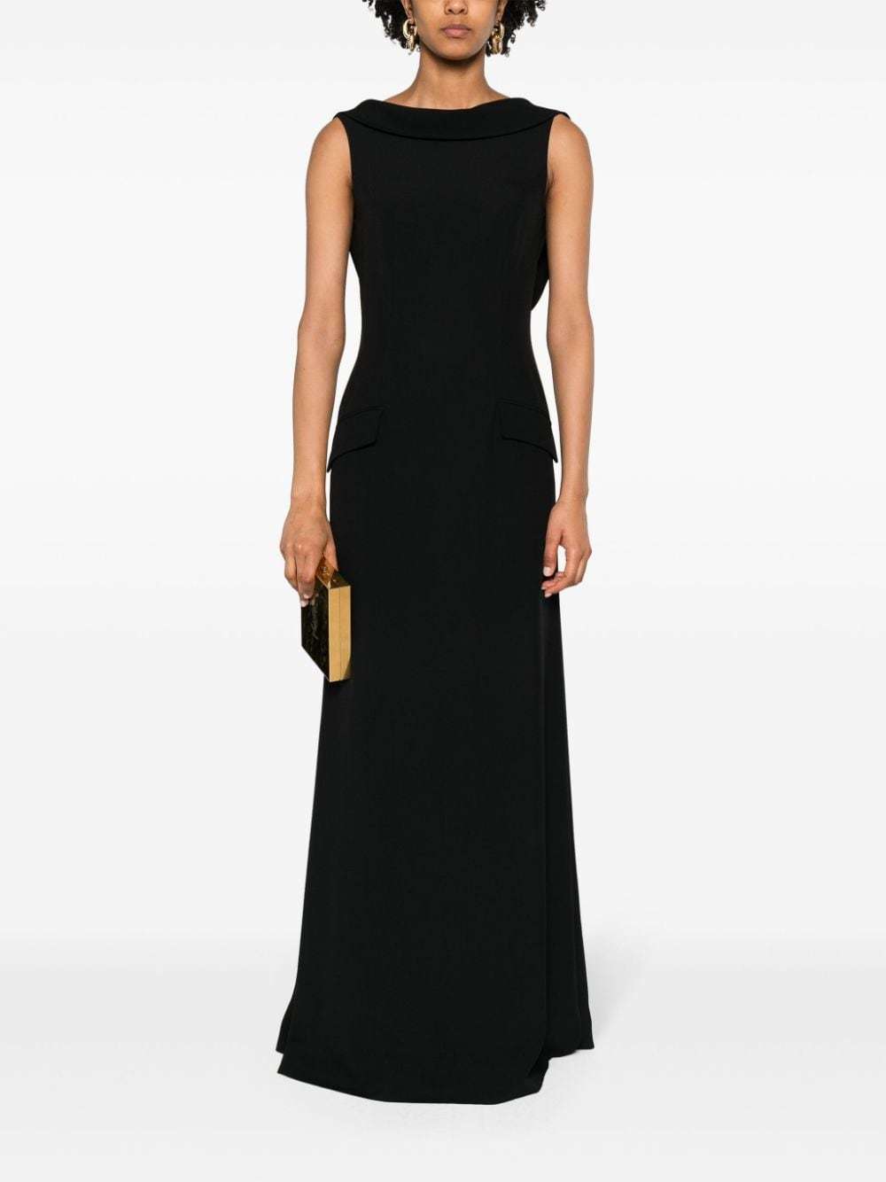 Alberta Ferretti Low-back Sleeveless Maxi Dress In Black