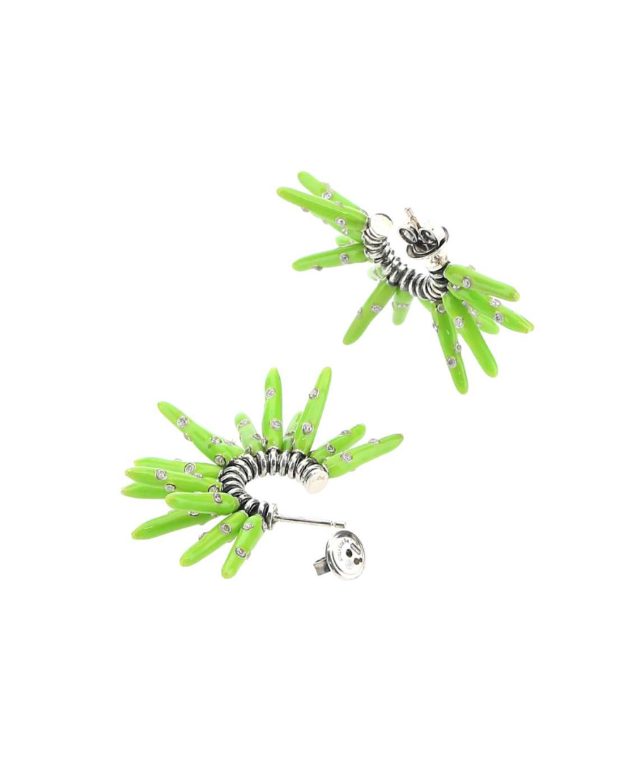 Bottega Veneta Woman Acid Green 925 Silver Cone Earrings In Green