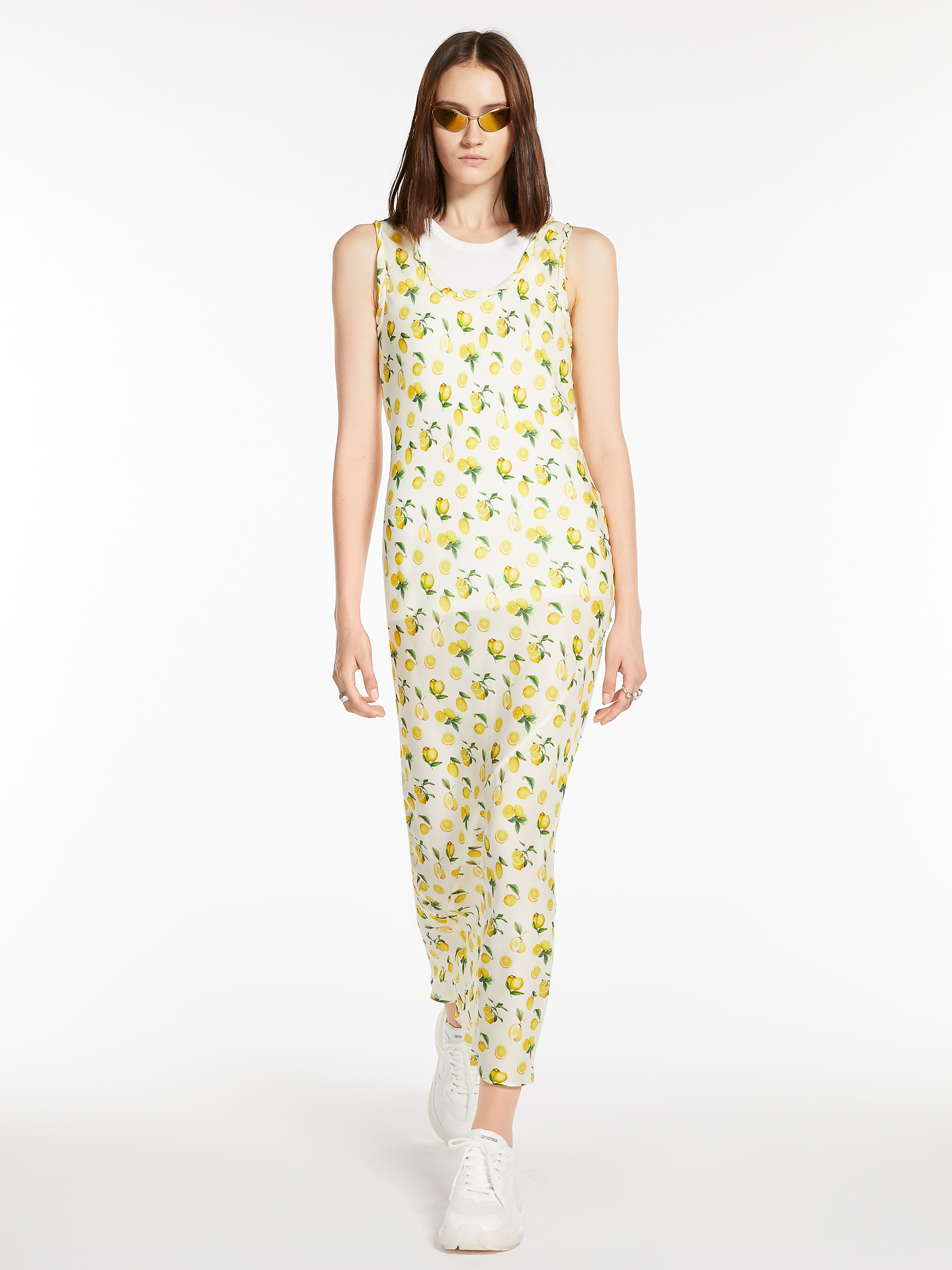 Sportmax Tonale Printed Silk Maxi Dress In Nude
