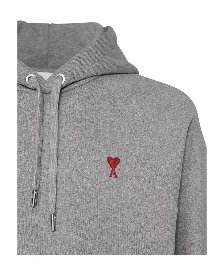 AMI ALEXANDRE MATTIUSSI AMI PARIS LOGO EMBROIDERED DRAWSTRING HOODIE
