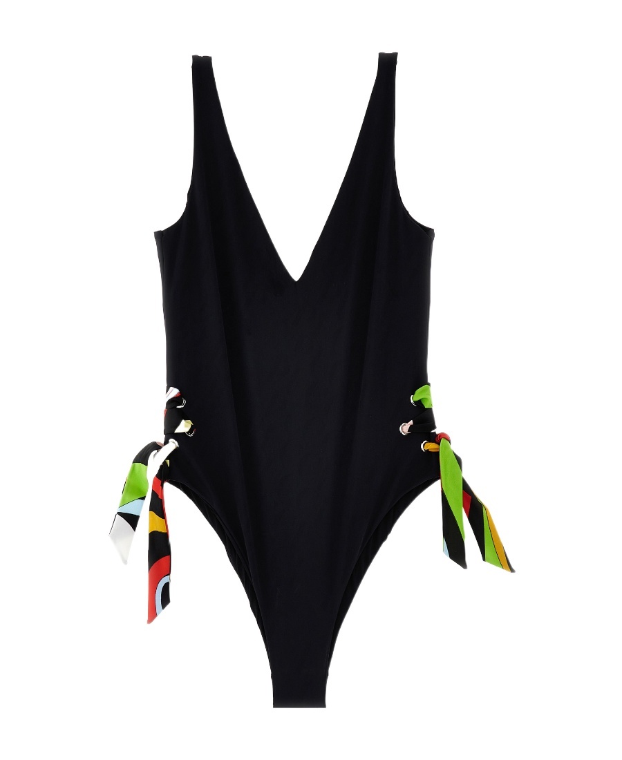 Pucci Stripes-print Swimsuit In Black