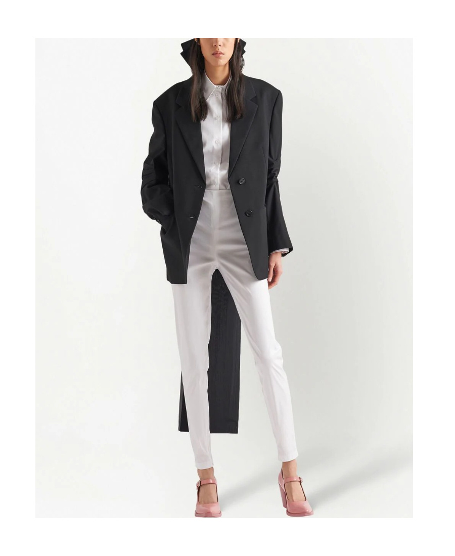 Prada Bow-detail Single-breasted Coat In Black