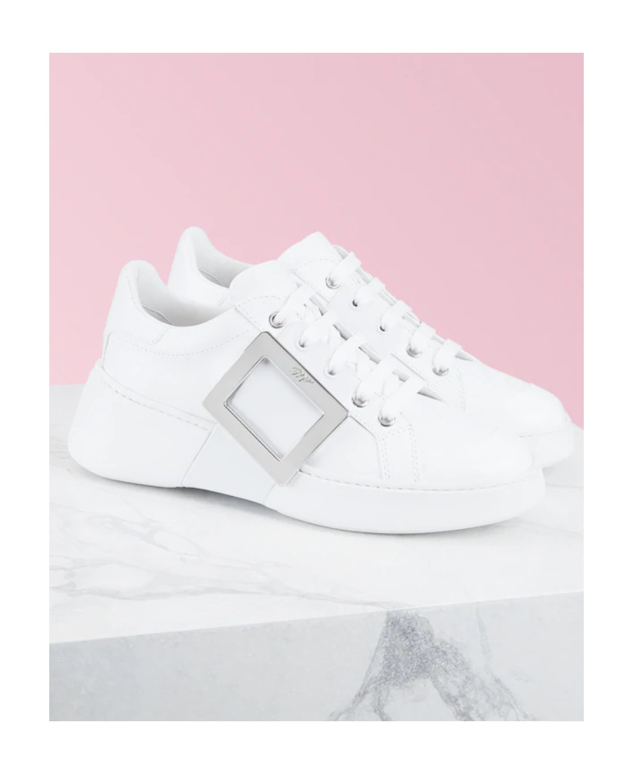 Roger Vivier Viv Skate Metal Buckle Trainers In White
