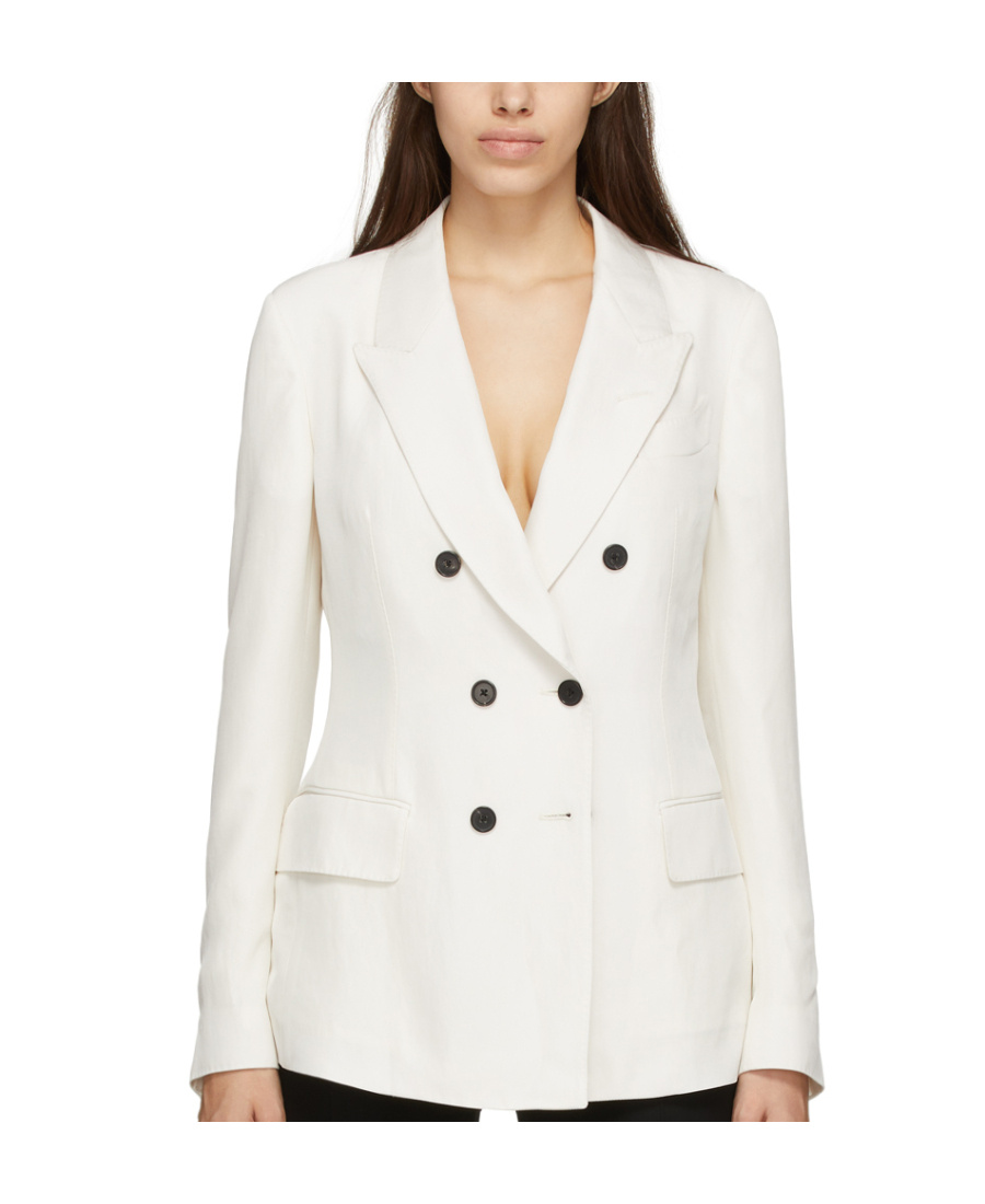 Tom Ford Off-white Twill Double-breasted Blazer In White