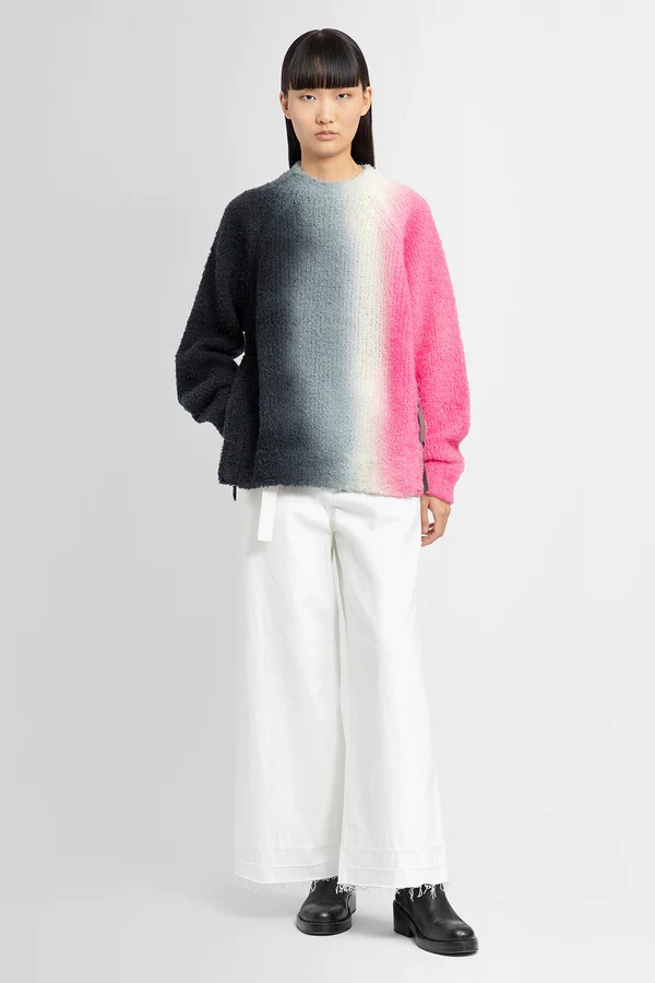 Sacai High-waisted Belted Flared Jeans In White