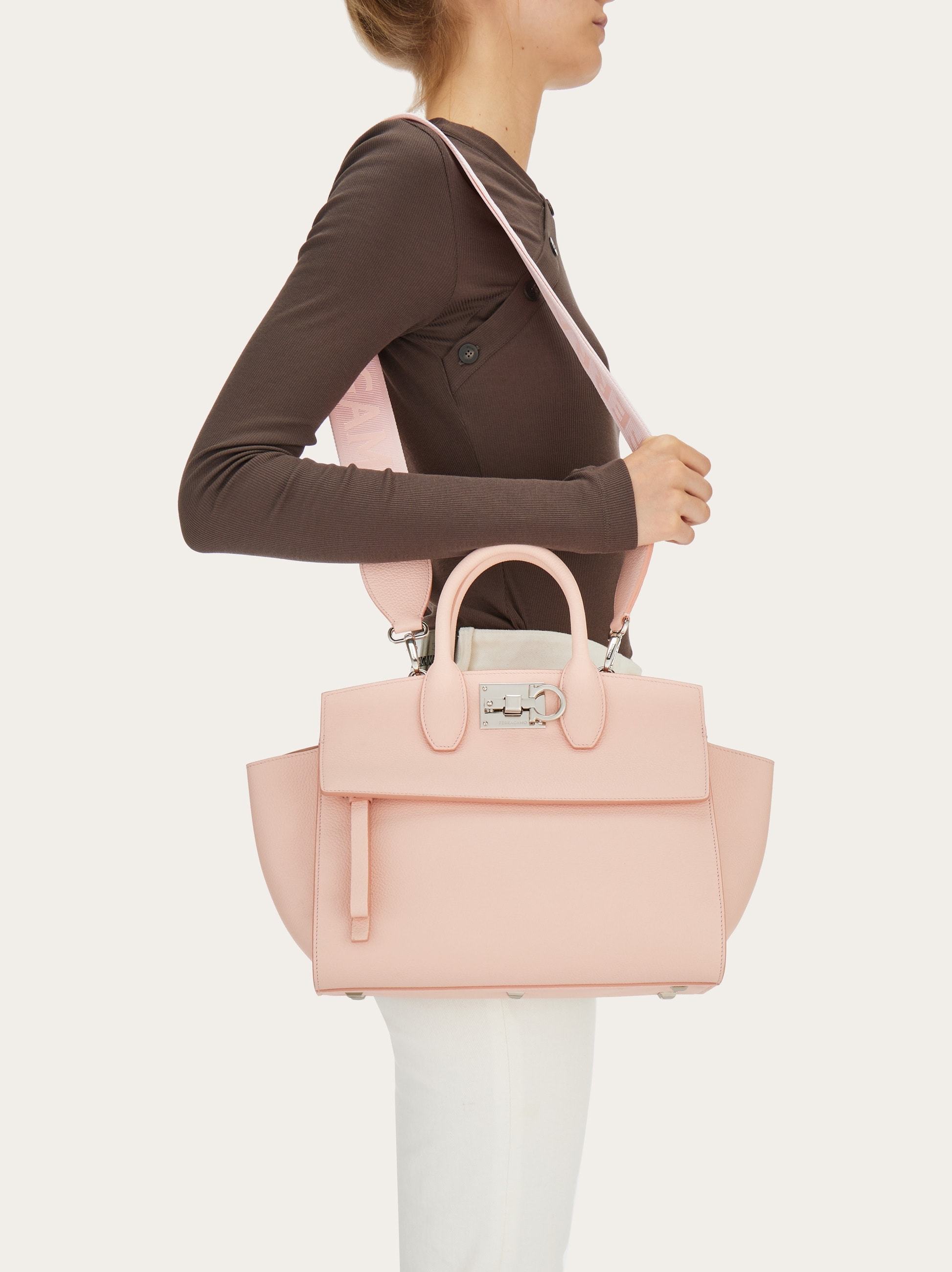 Ferragamo Small Studio Soft Top Handle Bag In Calfskin In Nude