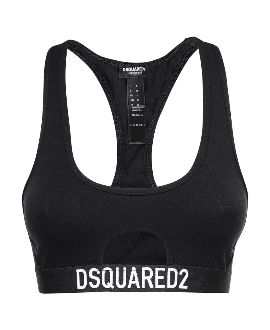 Dsquared2 Wired Sporty Bra With Cut-out Detail In Black