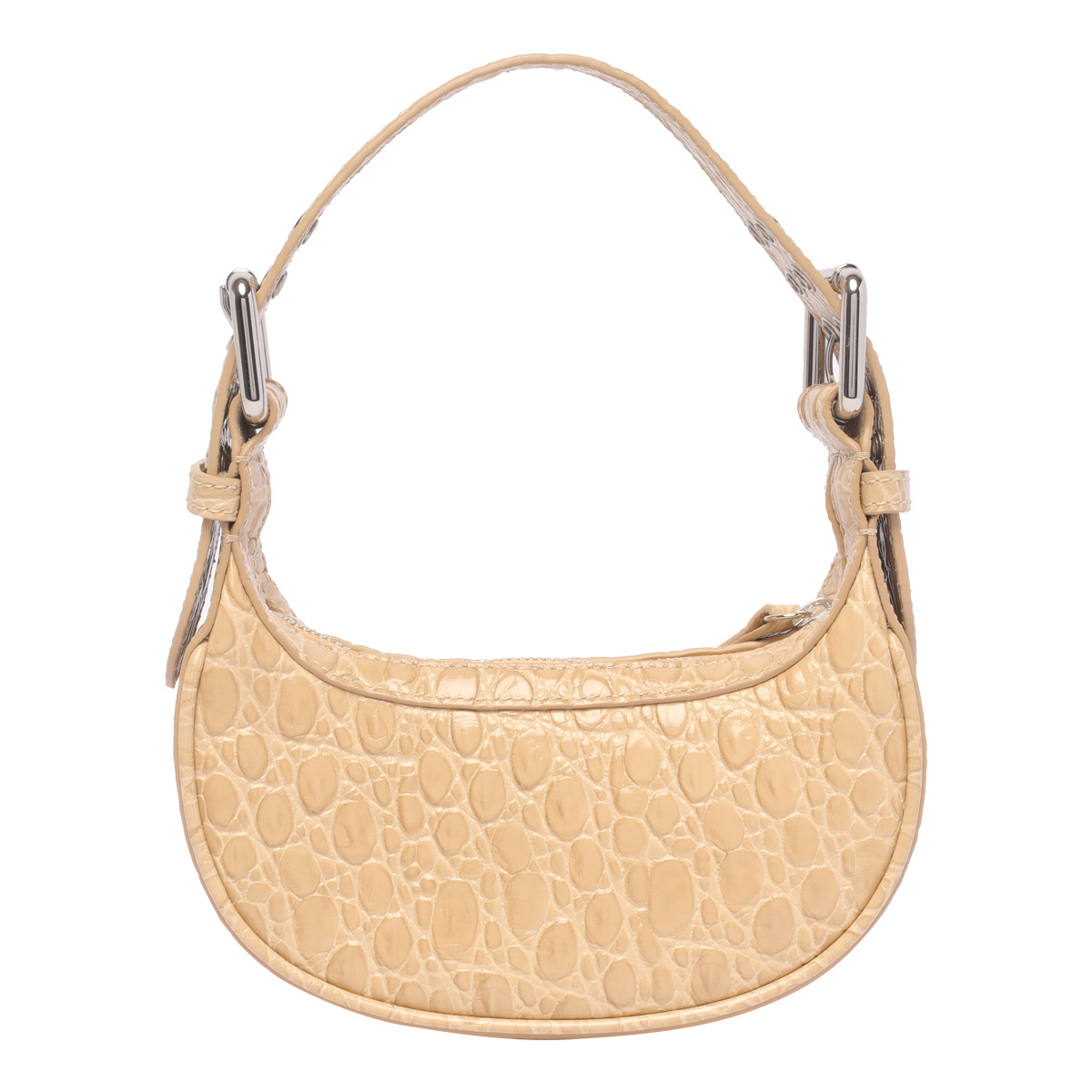 By Far Mini Soho Crocodile-embossed Shoulder Bag In Nude