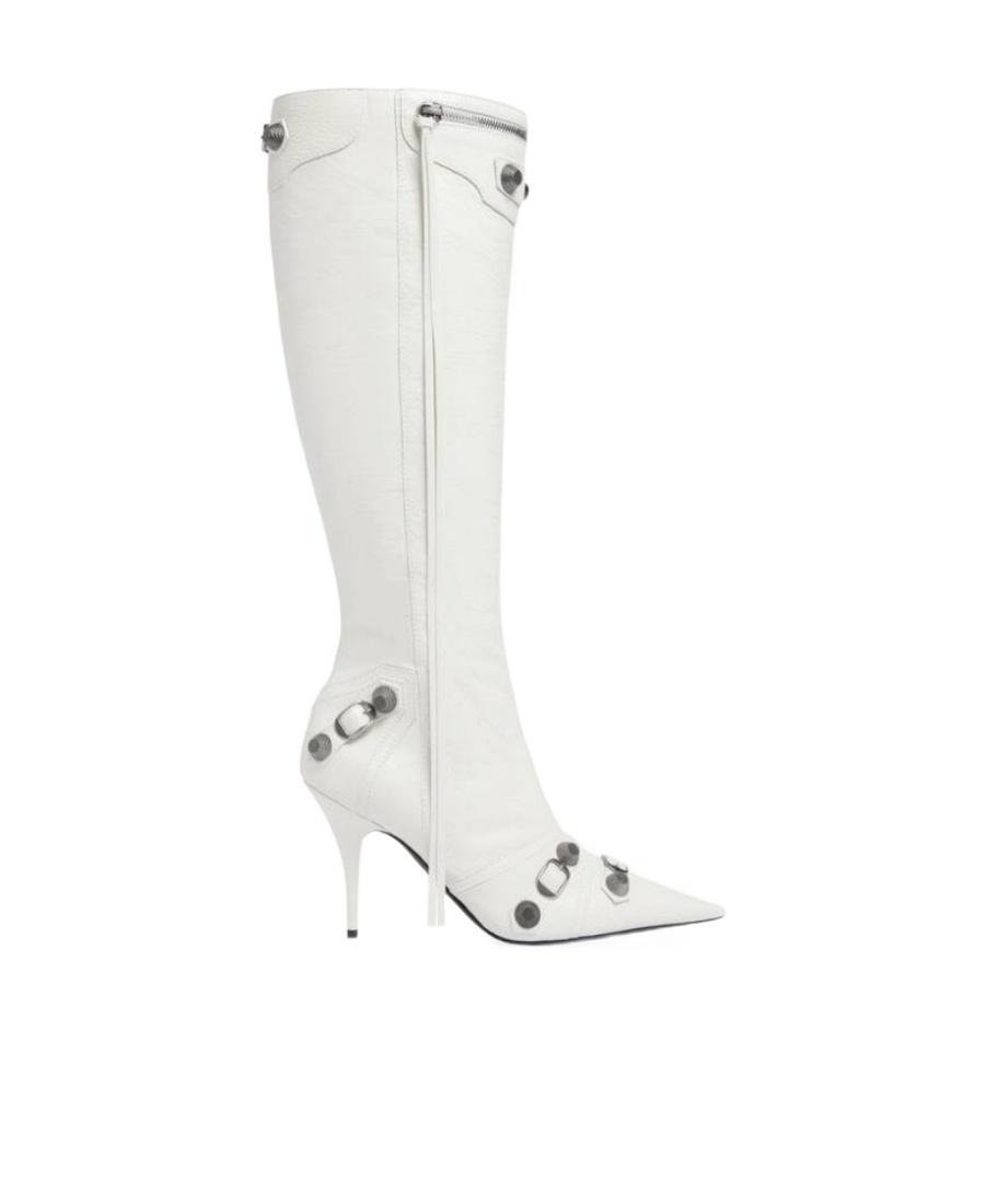 Balenciaga Cagole Knee High Boot In White