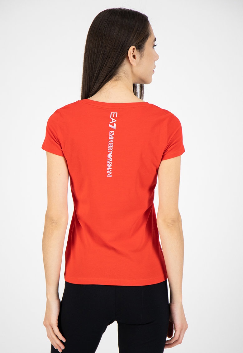 Ea7 T-shirt With Round Neck And Short Sleeves In Orange