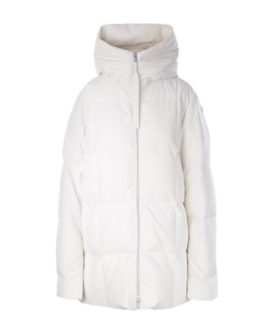 Jil Sander Padded Zip-up Hooded Jacket In White