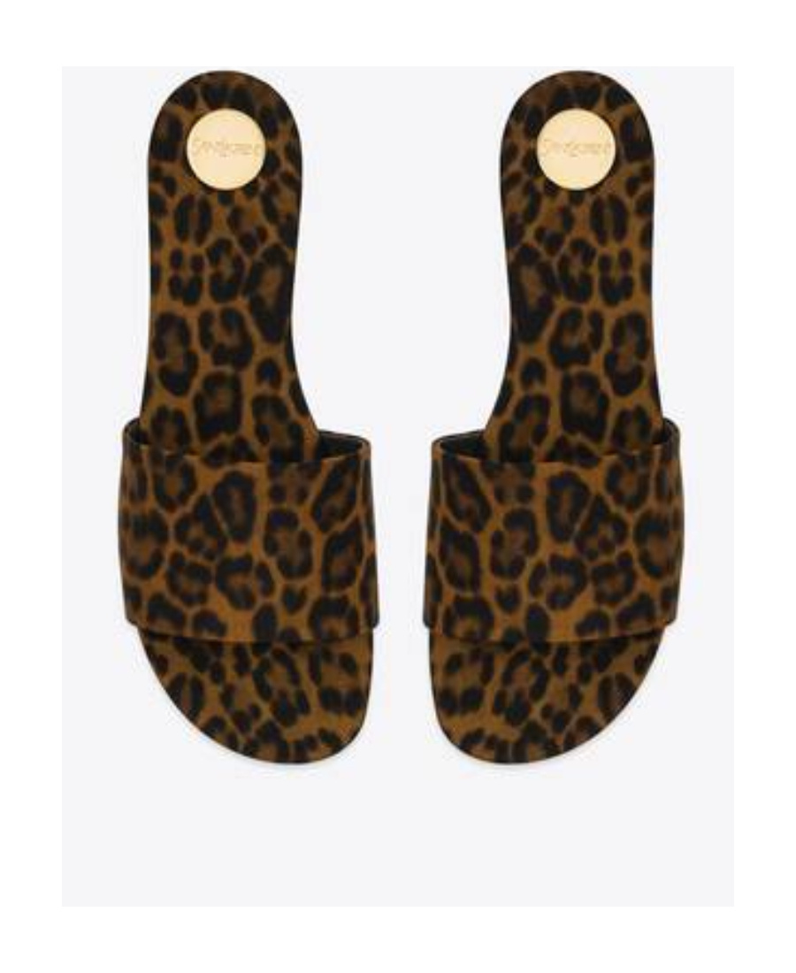 Saint Laurent Carlyle Leopard-print Grosgrain Sandals In Black