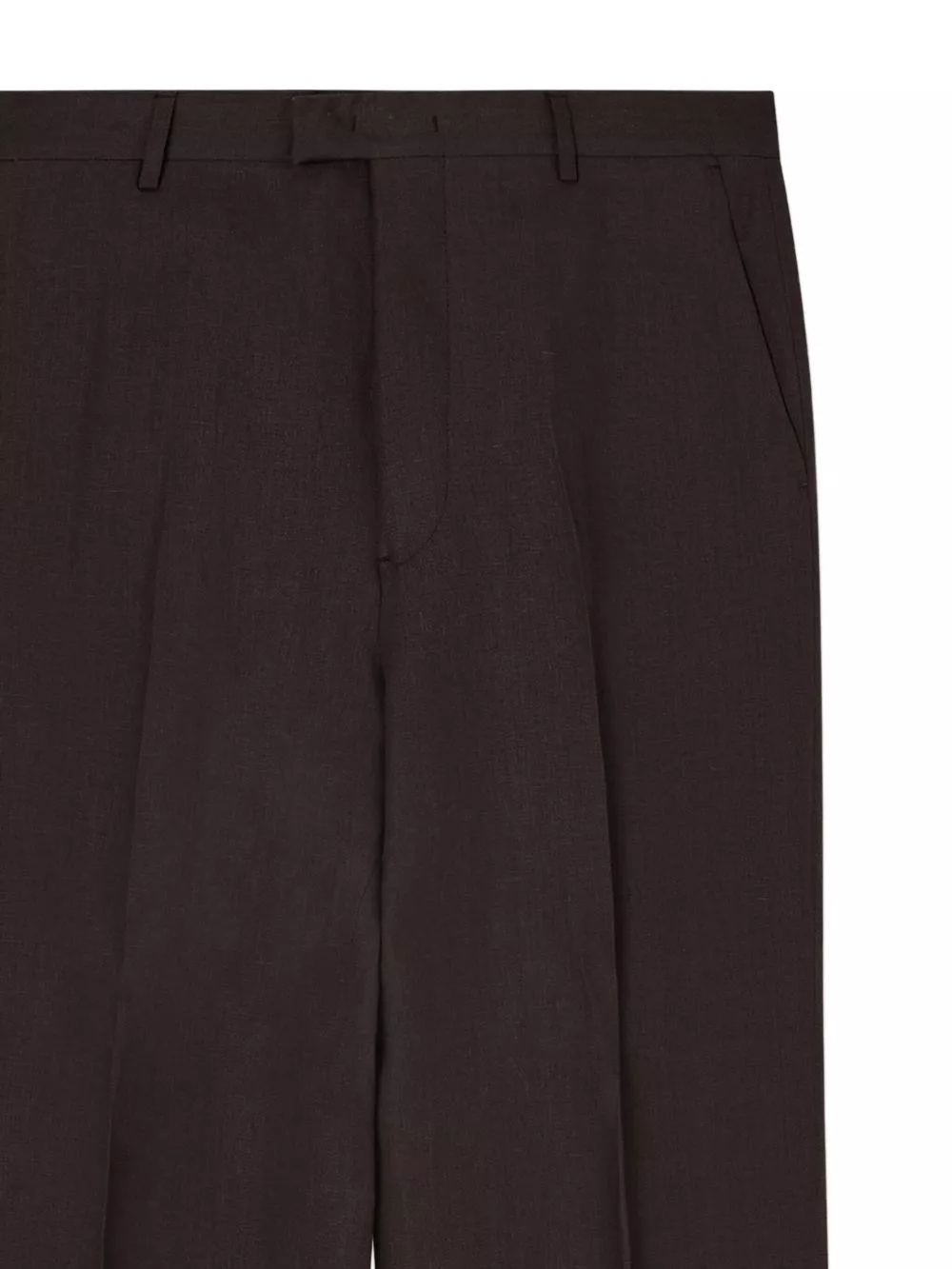 Emporio Armani Linen Trousers With Pleated Front And Side Pockets In Black