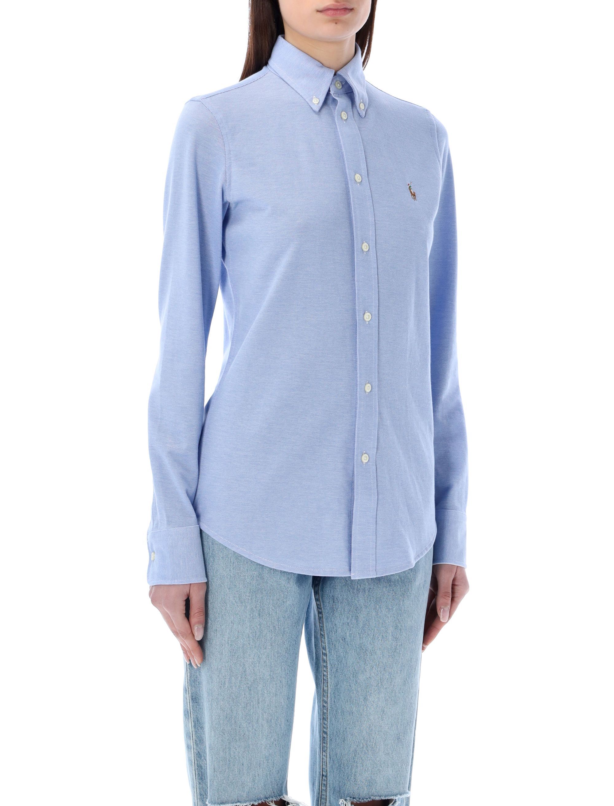 Polo Ralph Lauren Button-down Oxford Blue Shirt In Blue