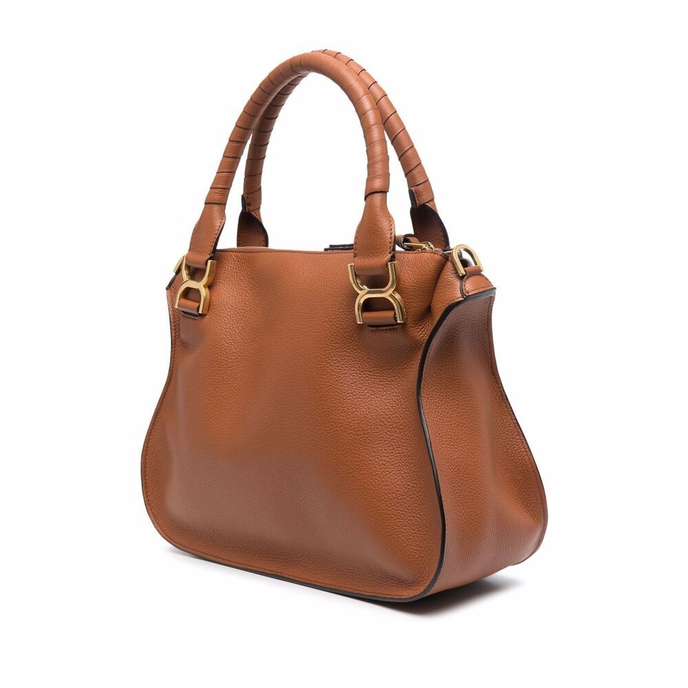 Chloé Marcie Mini Double Carry Leather Shoulder Bag In Brown