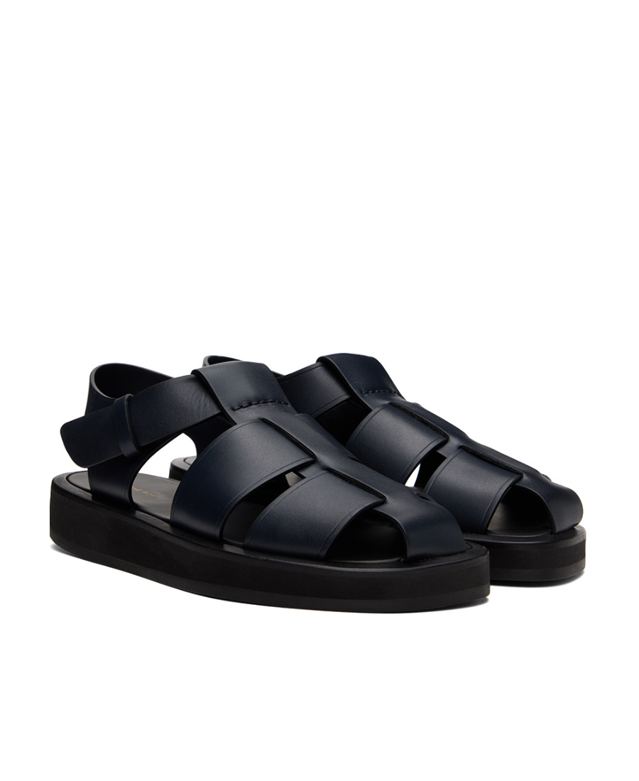 The Row Logo Flat Sandals In Black