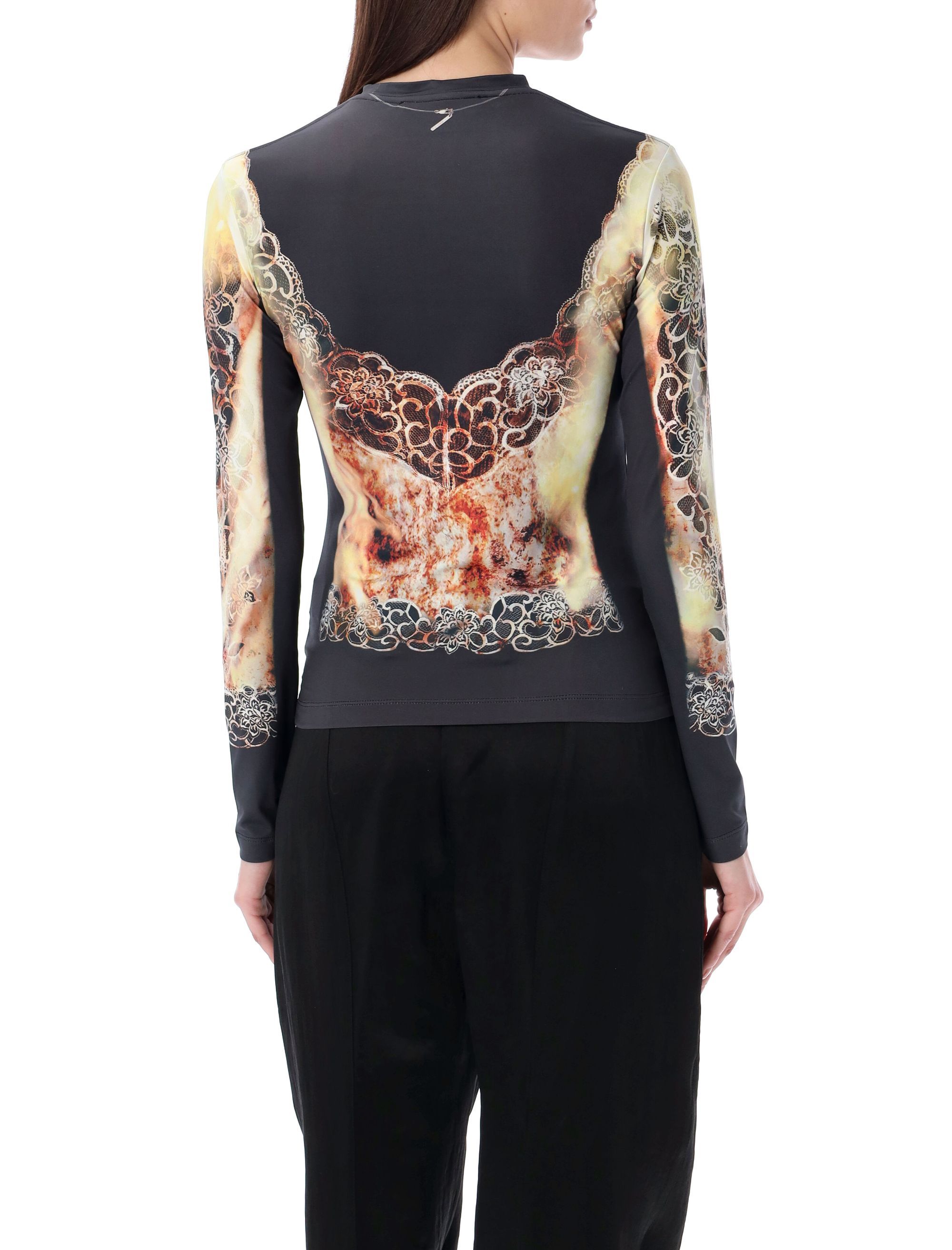 Y/project T-shirt With Round Neck And Long Sleeves In Black
