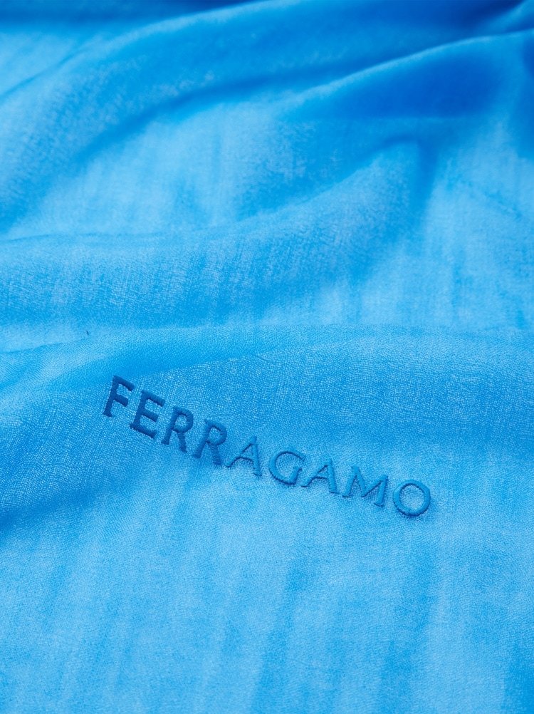 Ferragamo Semi-sheer Cashmere Scarf In Blue