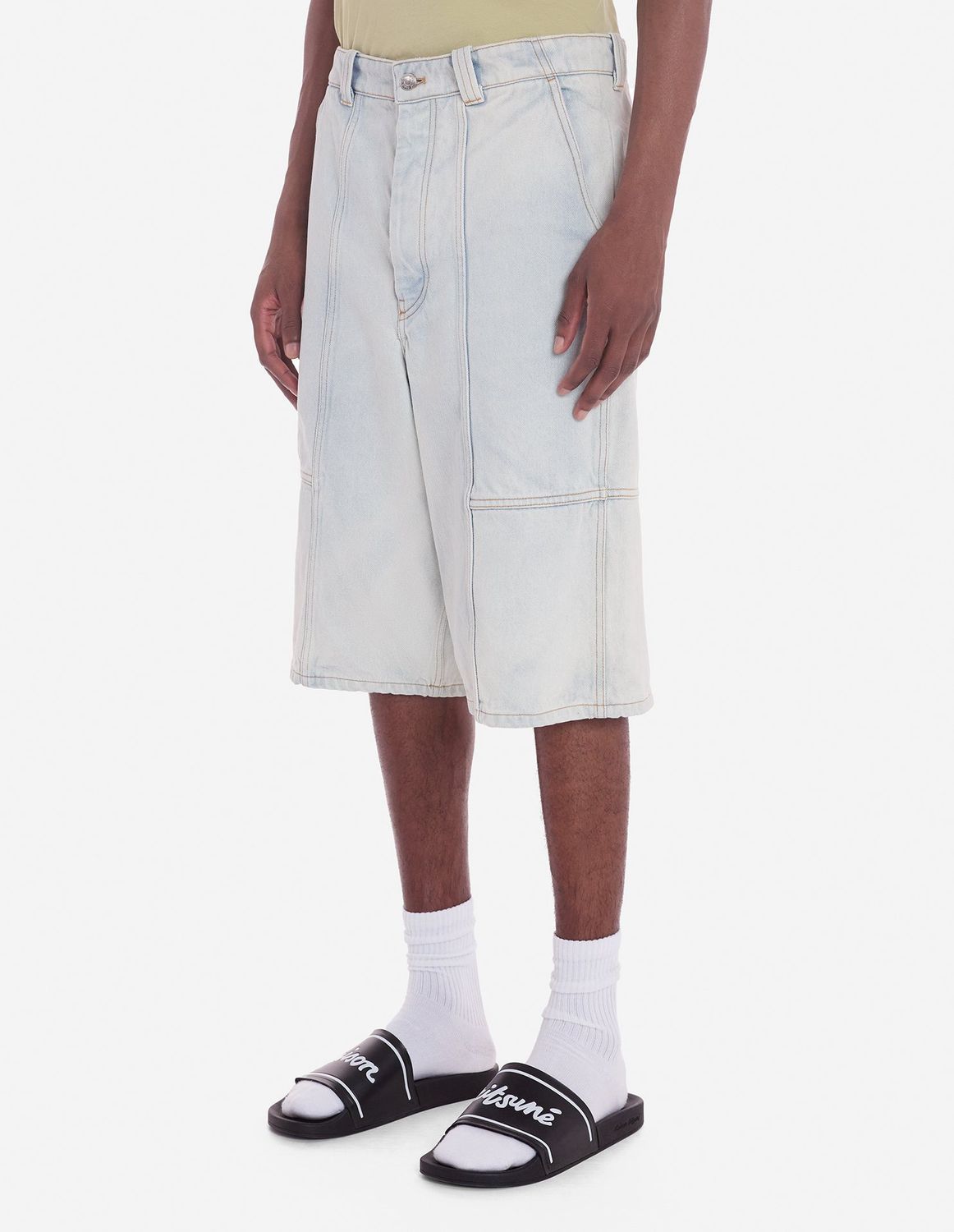 Maison Kitsuné Denim Workwear Bermuda In White