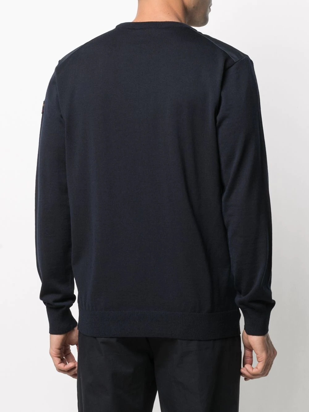Paul & Shark Maglia Con Scollo A V In Lana Merino Con Badge Iconico In Black